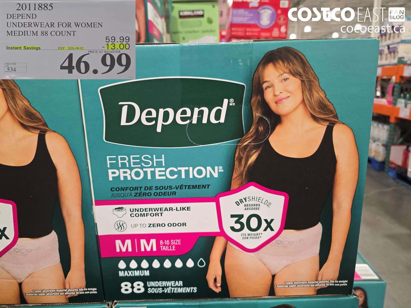 2011885 DEPEND UNDERWEAR FOR WOMEN MEDIUM 88 COUNT ($13.00 INSTANT SAVINGS EXPIRES ON 2026-08-02) $46.99