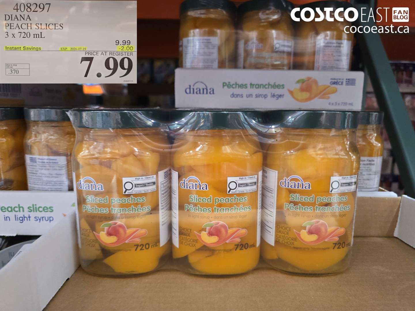 408297 DIANA PEACH SLICES 3 X 720 ML ($2.00 INSTANT SAVINGS EXPIRES ON 2026-07-19) $7.99