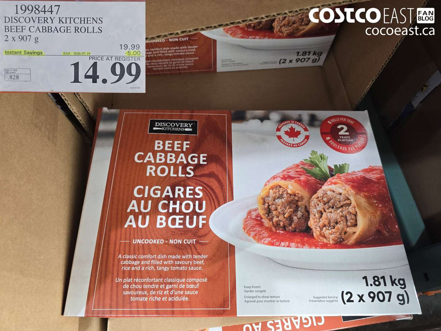1998447 DISCOVERY KITCHENS BEEF CABBAGE ROLLS 2 X 907 G ($5.00 INSTANT SAVINGS EXPIRES ON 2026-07-19) $14.99