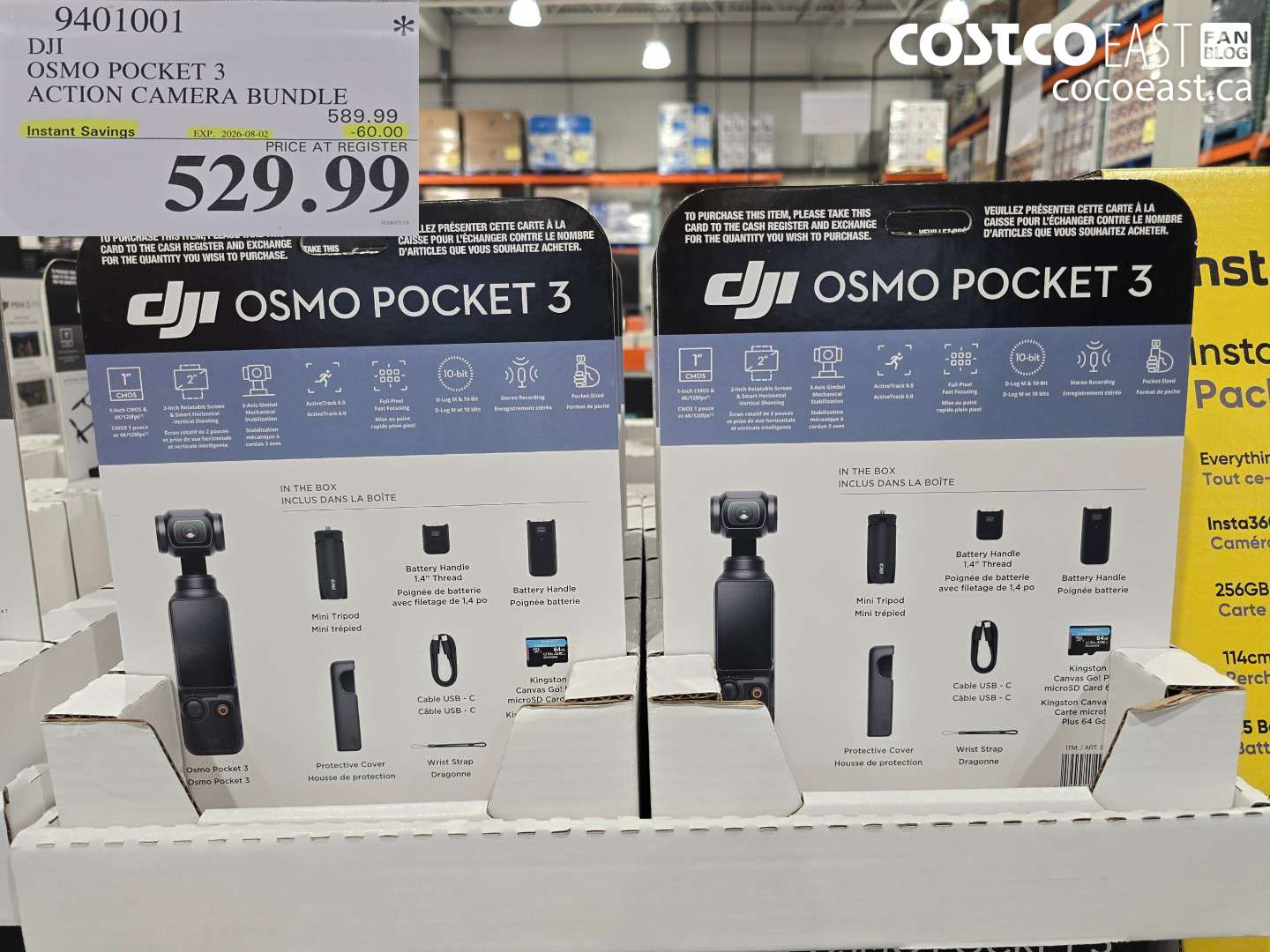 9401001 DJI OSMO POCKET 3 ACTION CAMERA BUNDLE ($60.00 INSTANT SAVINGS EXPIRES ON 2026-08-02) $529.99