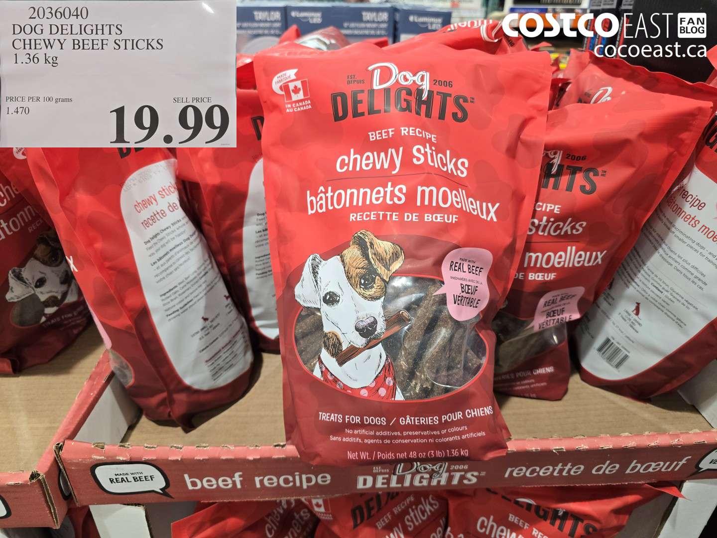 2036040 DOG DELIGHTS CHEWY BEEF STICKS 1.36 KG $19.99