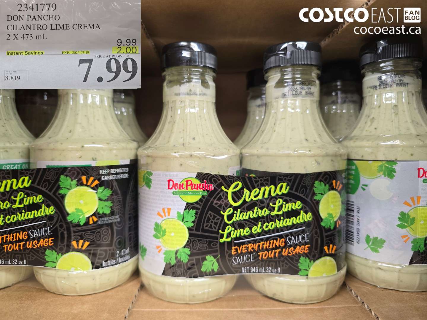 2341779 DON PANCHO CILANTRO LIME CREMA 2 X 473 ML ($2.00 INSTANT SAVINGS EXPIRES ON 2026-07-19) $7.99