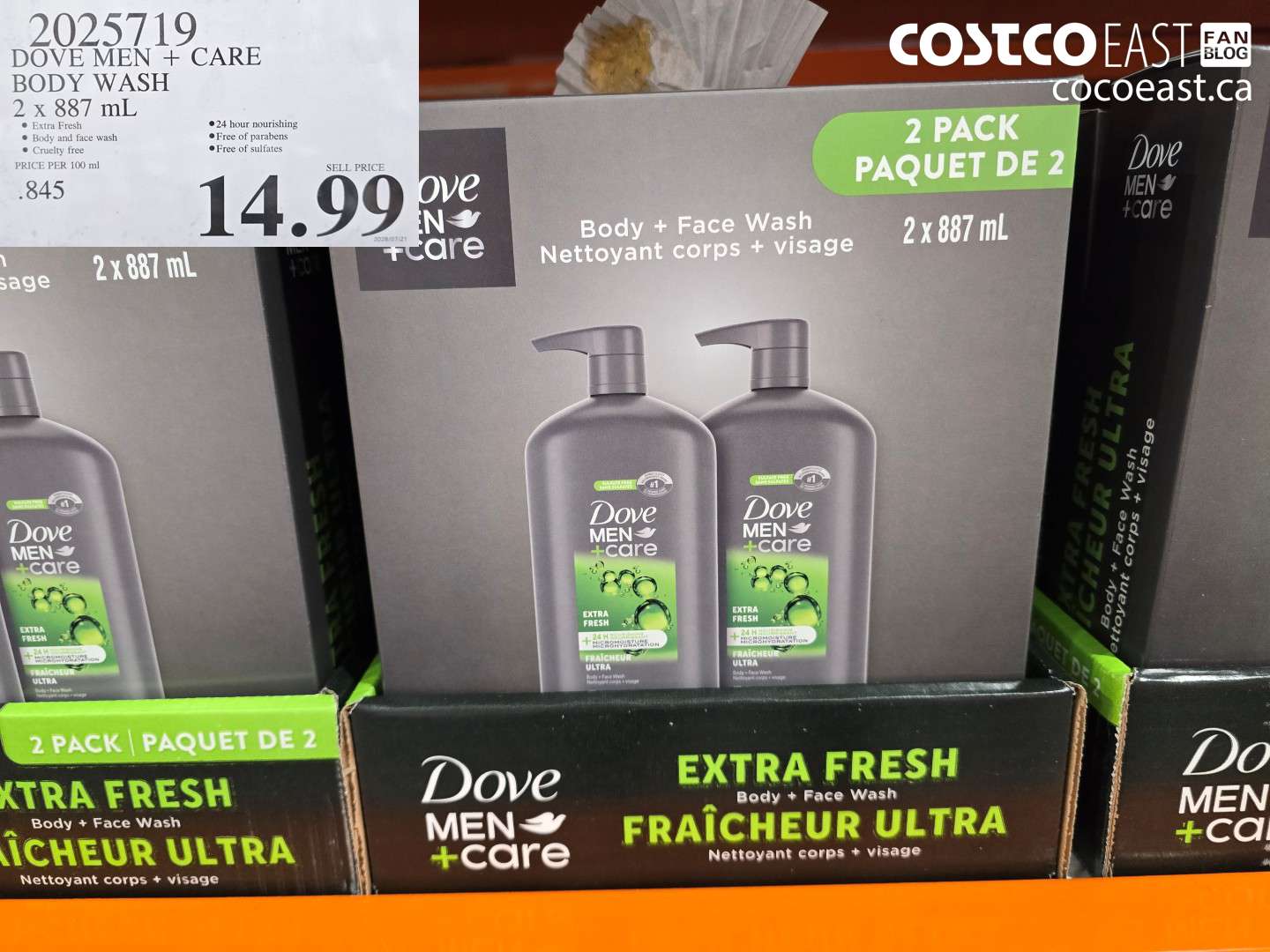 2025719 DOVE MEN + CARE BODY WASH 2 X 887 ML $14.99