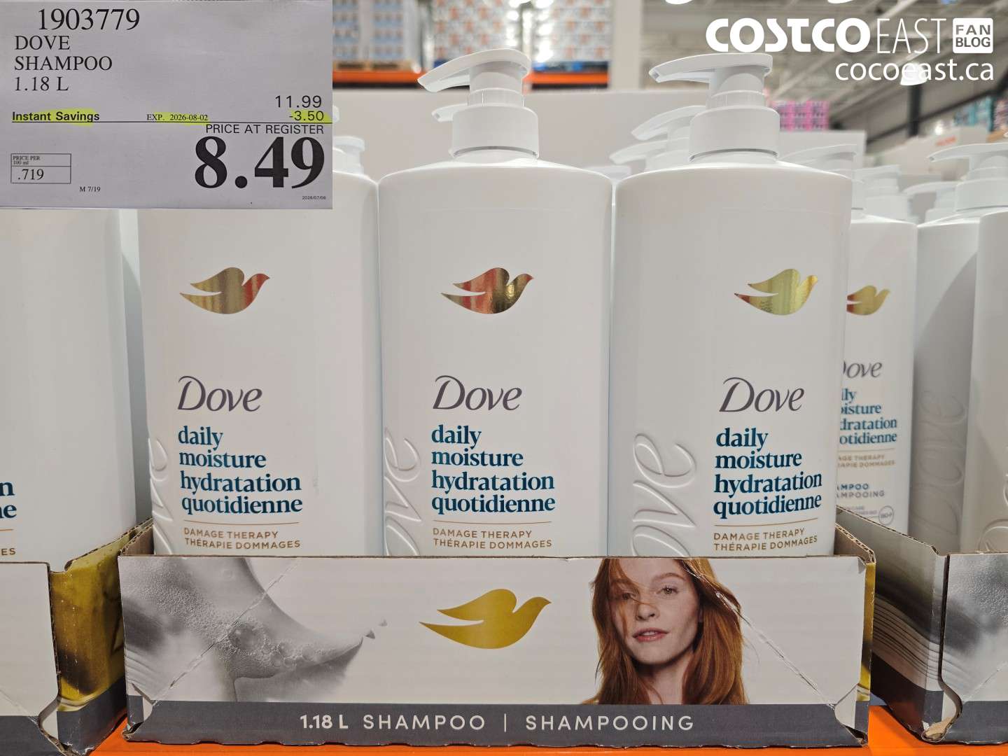 1903779 DOVE SHAMPOO 1.18 L ($3.50 INSTANT SAVINGS EXPIRES ON 2026-08-02) $8.49