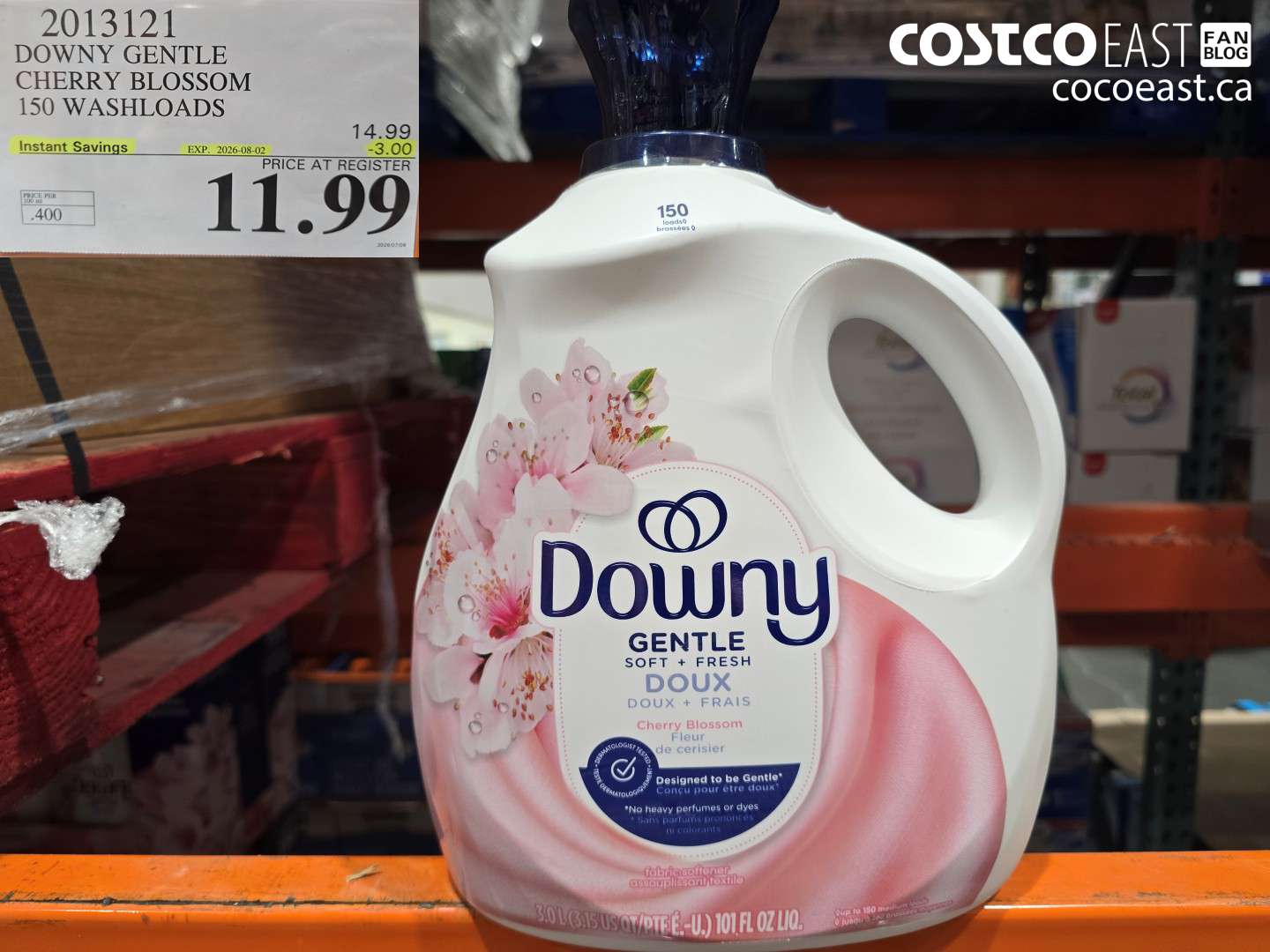 2013121 DOWNY GENTLE CHERRY BLOSSOM 150 WASHLOADS ($3.00 INSTANT SAVINGS EXPIRES ON 2026-08-02) $11.99