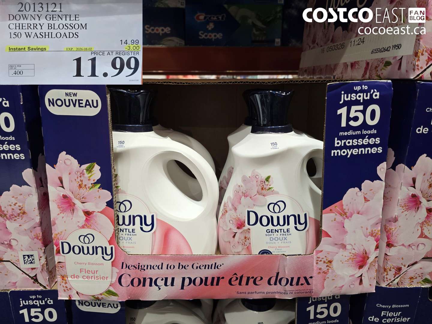 2013121 DOWNY GENTLE CHERRY BLOSSOM 150 WASHLOADS ($3.00 INSTANT SAVINGS EXPIRES ON 2026-08-02) $11.99