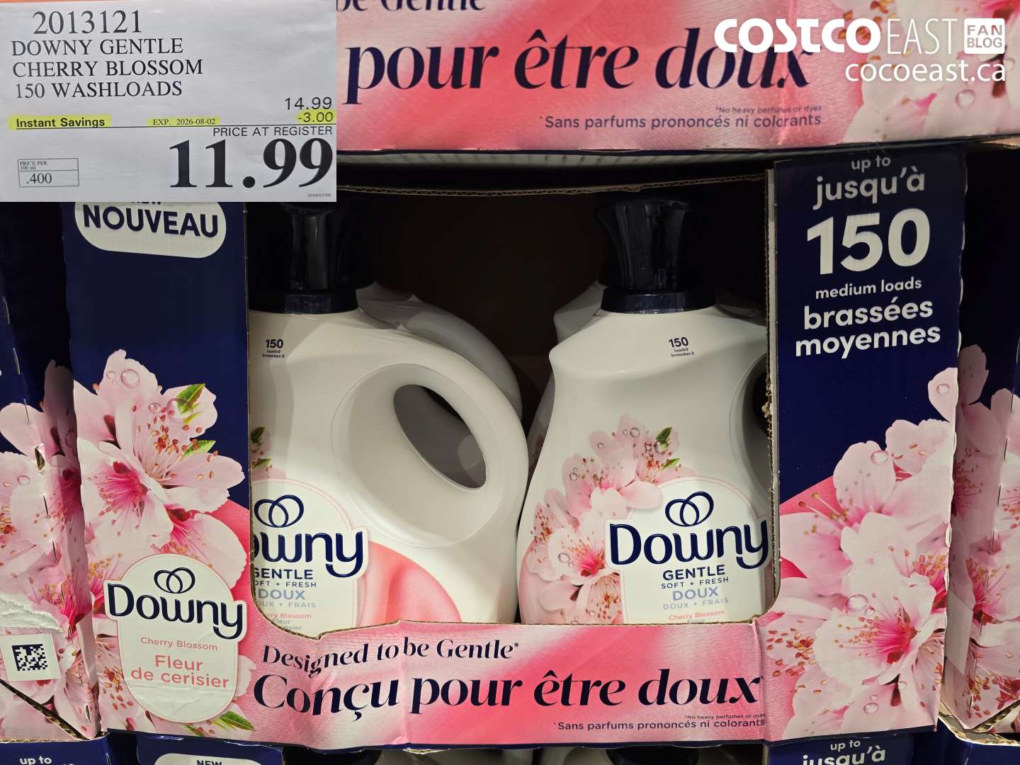 2013121 DOWNY GENTLE CHERRY BLOSSOM 150 WASHLOADS ($3.00 INSTANT SAVINGS EXPIRES ON 2026-08-02) $11.99