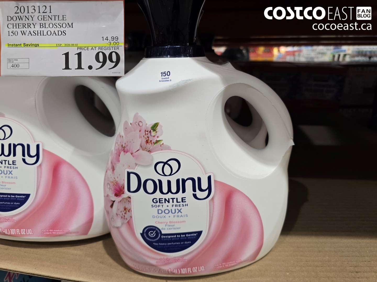 2013121 DOWNY GENTLE CHERRY BLOSSOM 150 WASHLOADS ($3.00 INSTANT SAVINGS EXPIRES ON 2026-08-02) $11.99