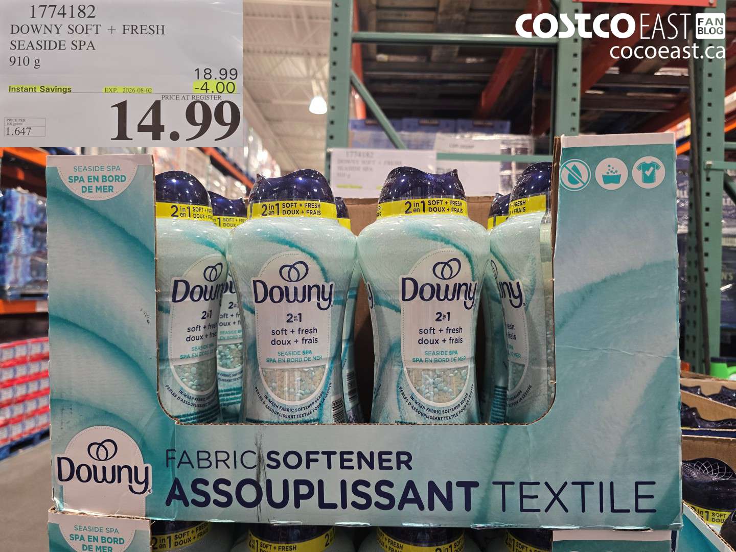 1774182 DOWNY SOFT + FRESH SEASIDE SPA 910 G ($4.00 INSTANT SAVINGS EXPIRES ON 2026-08-02) $14.99