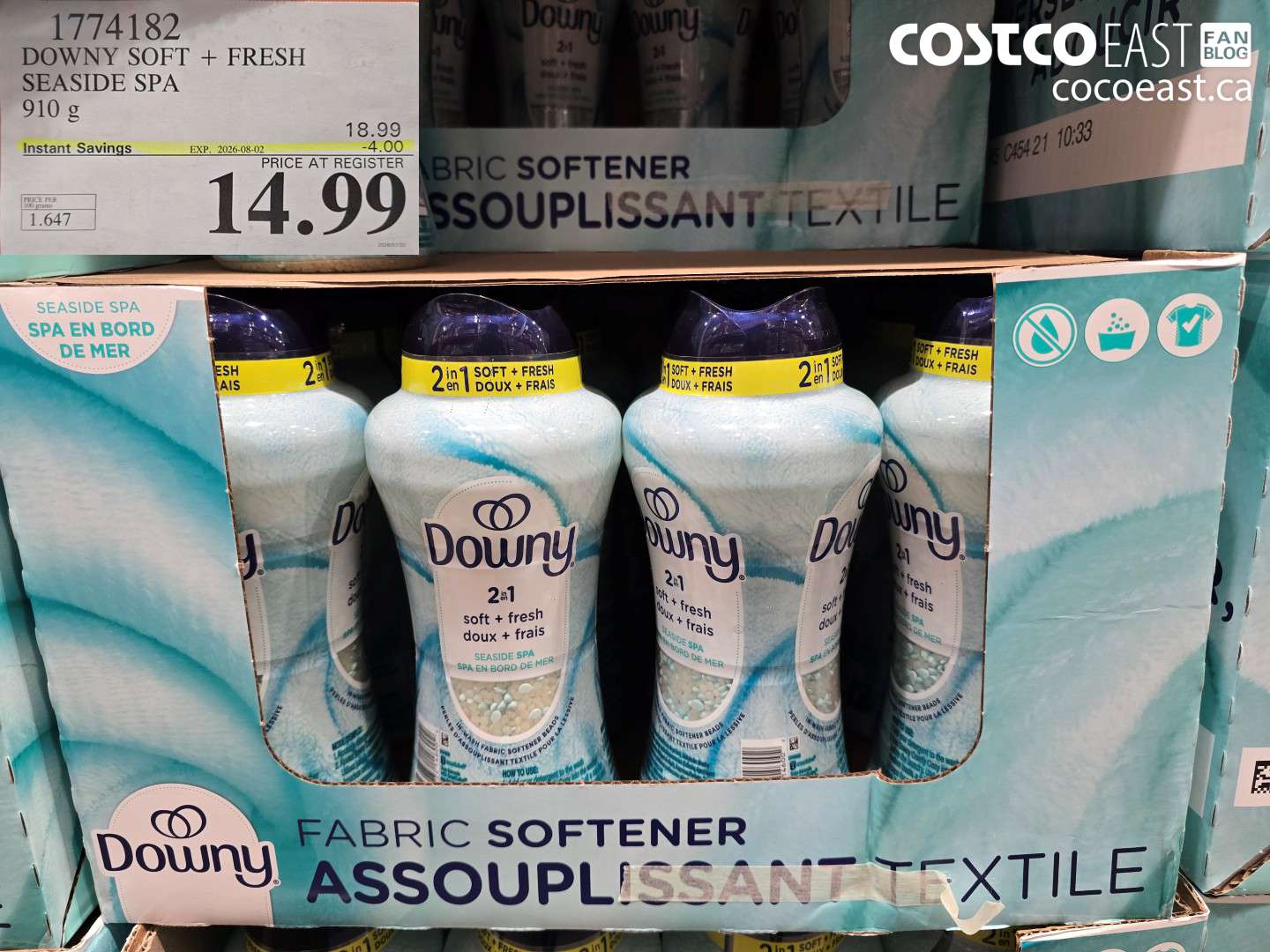 1774182 DOWNY SOFT + FRESH SEASIDE SPA 910 G ($4.00 INSTANT SAVINGS EXPIRES ON 2026-08-02) $14.99