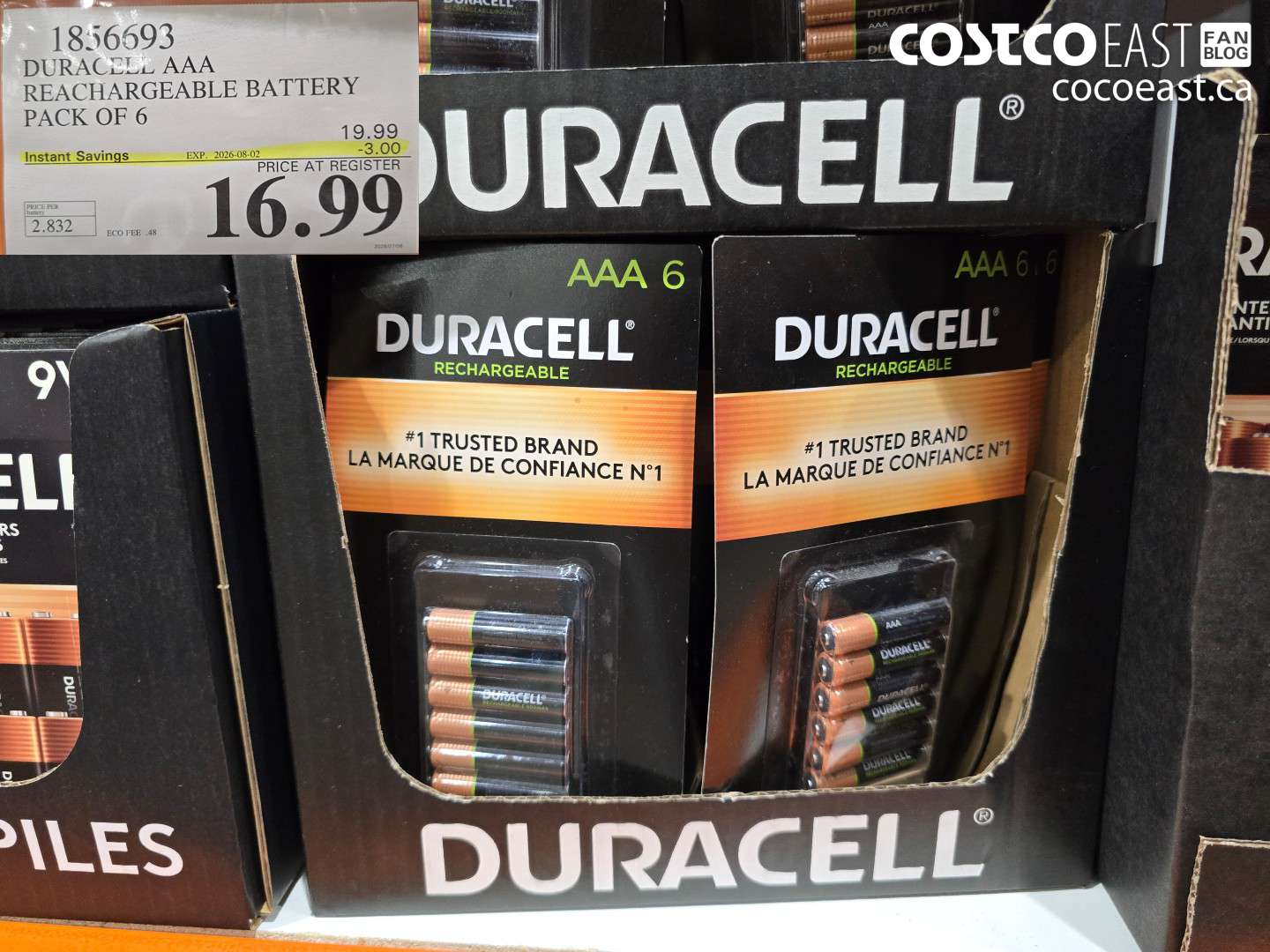 1856693 DURACELL AAA RECHARGEABLE BATTERY PACK OF 6 ($3.00 INSTANT SAVINGS EXPIRES ON 2026-08-02) $16.99