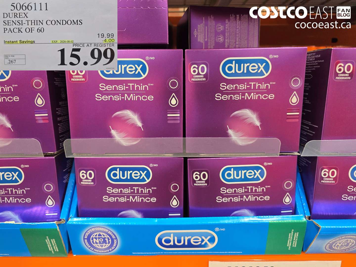 5066111 DUREX SENSI-THIN CONDOMS PACK OF 60 ($4.00 INSTANT SAVINGS EXPIRES ON 2026-08-02) $15.99
