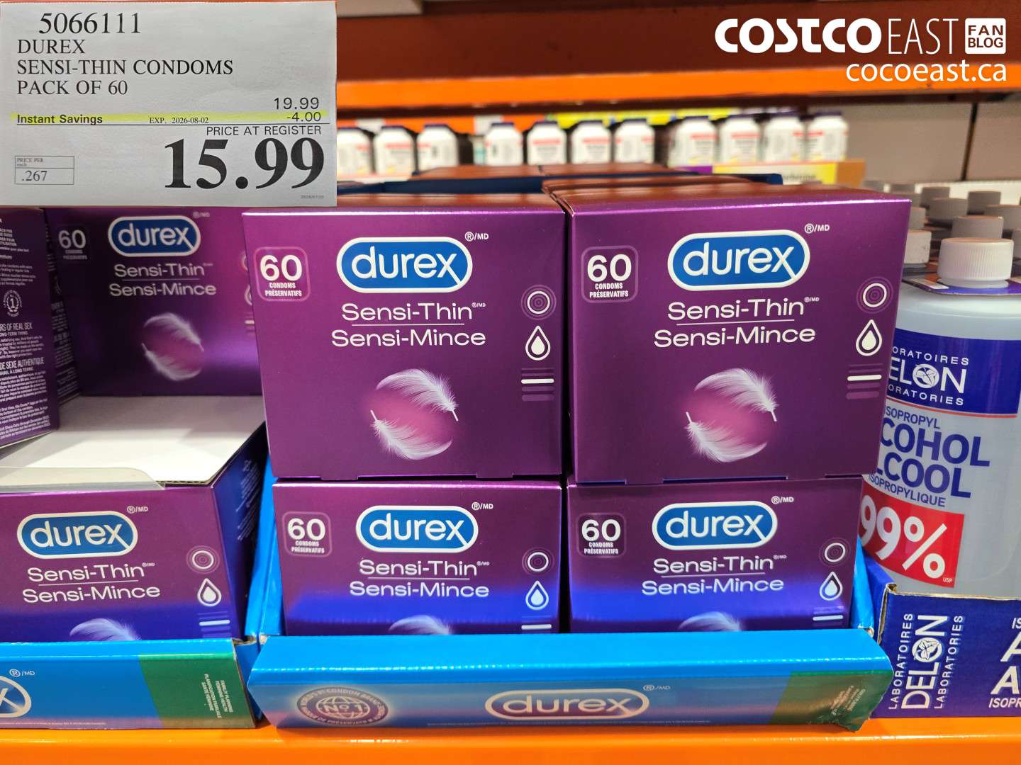 5066111 DUREX SENSI-THIN CONDOMS PACK OF 60 ($4.00 INSTANT SAVINGS EXPIRES ON 2026-08-02) $15.99