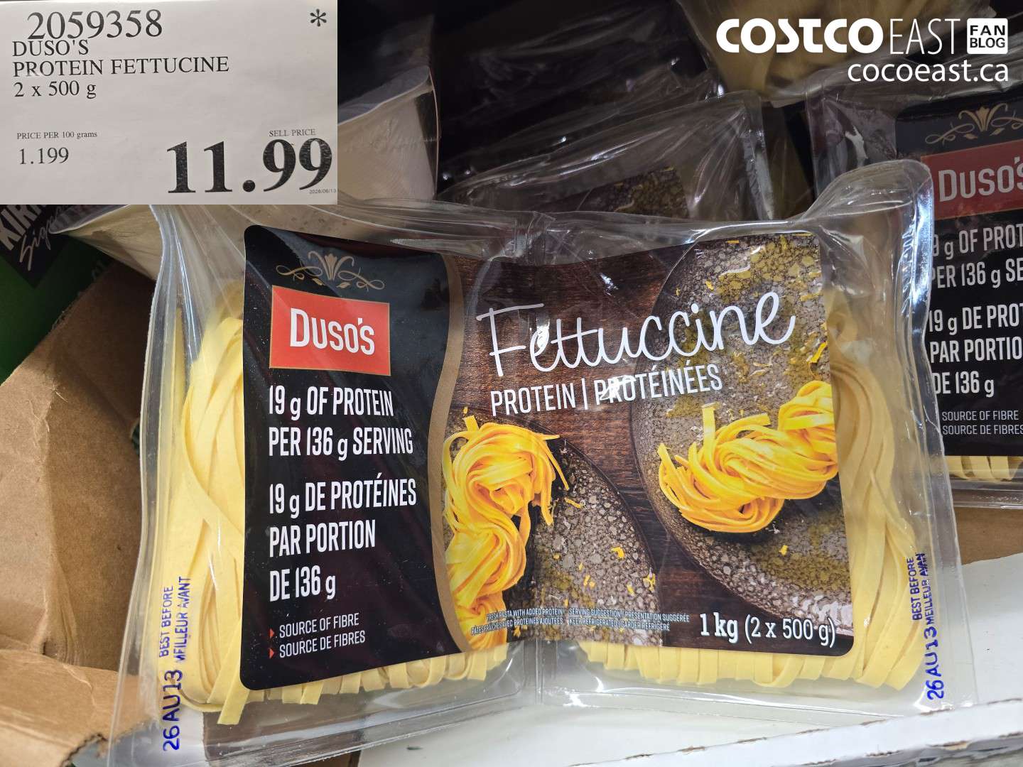 2059358 DUSO'S PROTEIN FETTUCINE 2 X 500 G $11.99