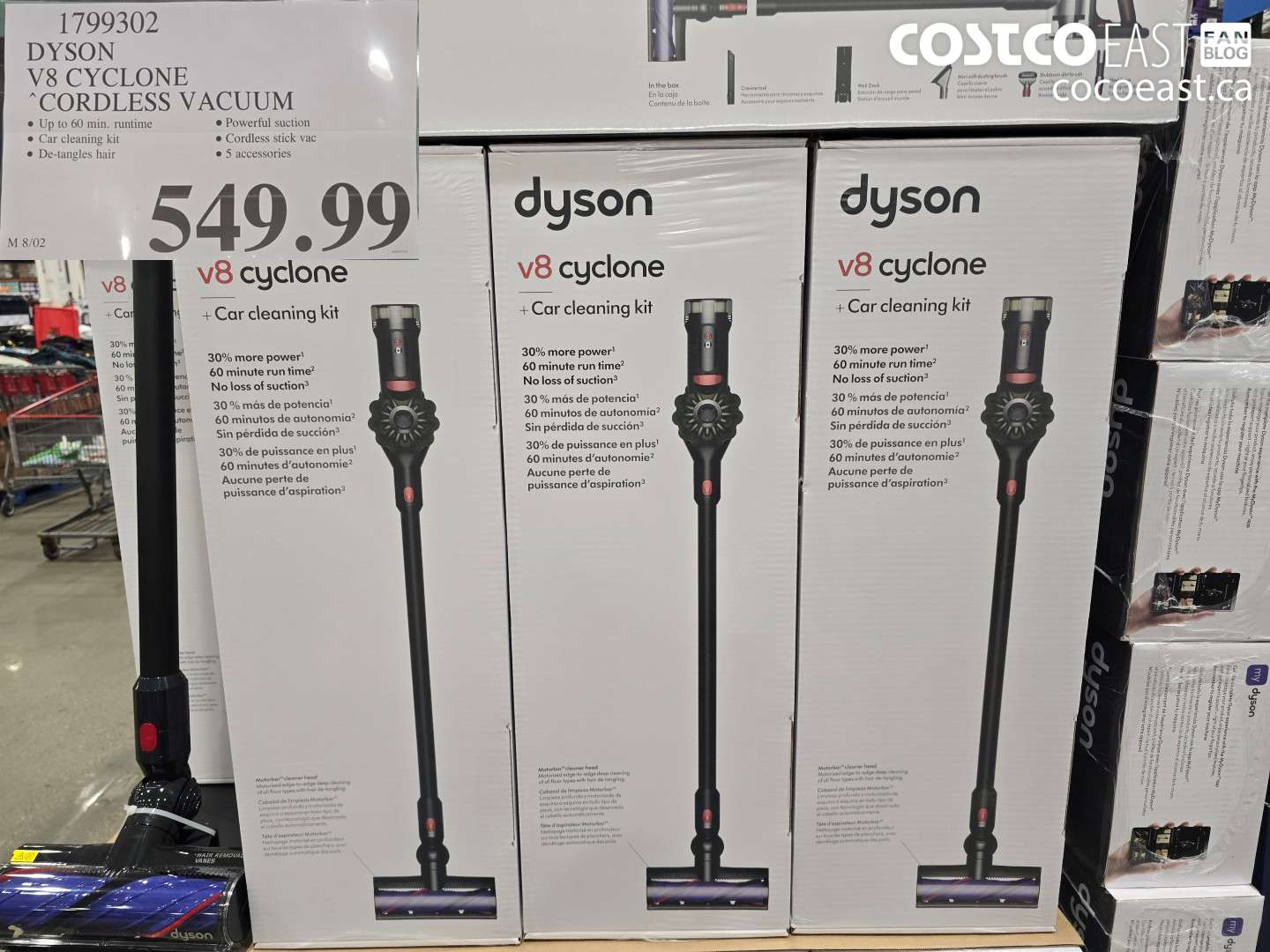 1799302 DYSON V8 CYCLONE CORDLESS VACUUM $549.99
