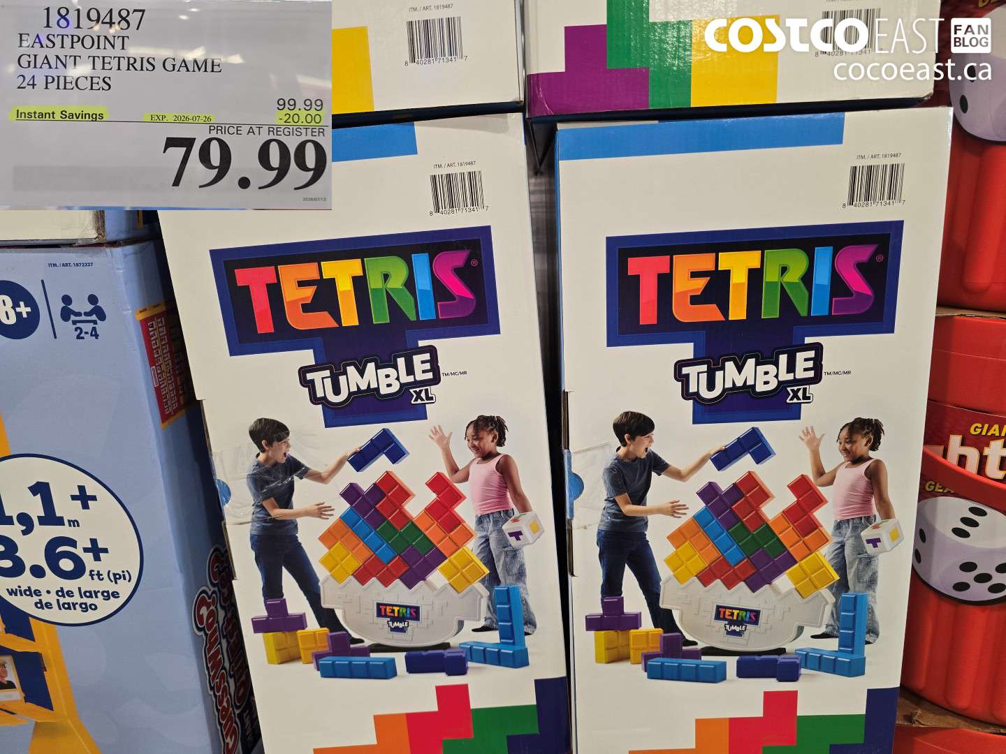 1819487 EASTPOINT GIANT TETRIS GAME 24 PIECES ($20.00 INSTANT SAVINGS EXPIRES ON 2026-07-26) $79.99