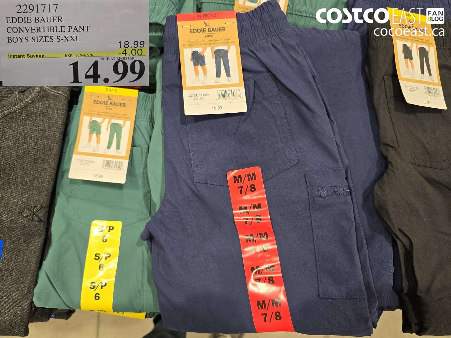 2291717 EDDIE BAUER CONVERTIBLE PANT BOYS SIZES S-XXL ($4.00 INSTANT SAVINGS EXPIRES ON 2026-07-26) $14.99
