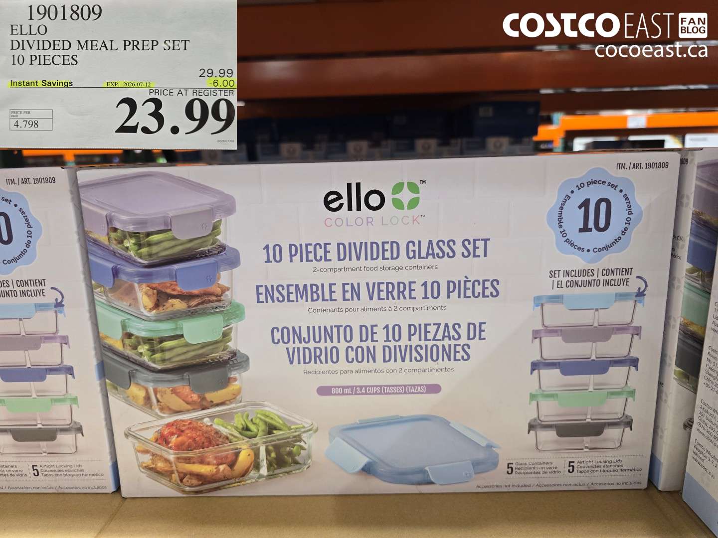 1901809 ELLO DIVIDED MEAL PREP SET 10 PIECES ($6.00 INSTANT SAVINGS EXPIRES ON 2026-07-12) $23.99