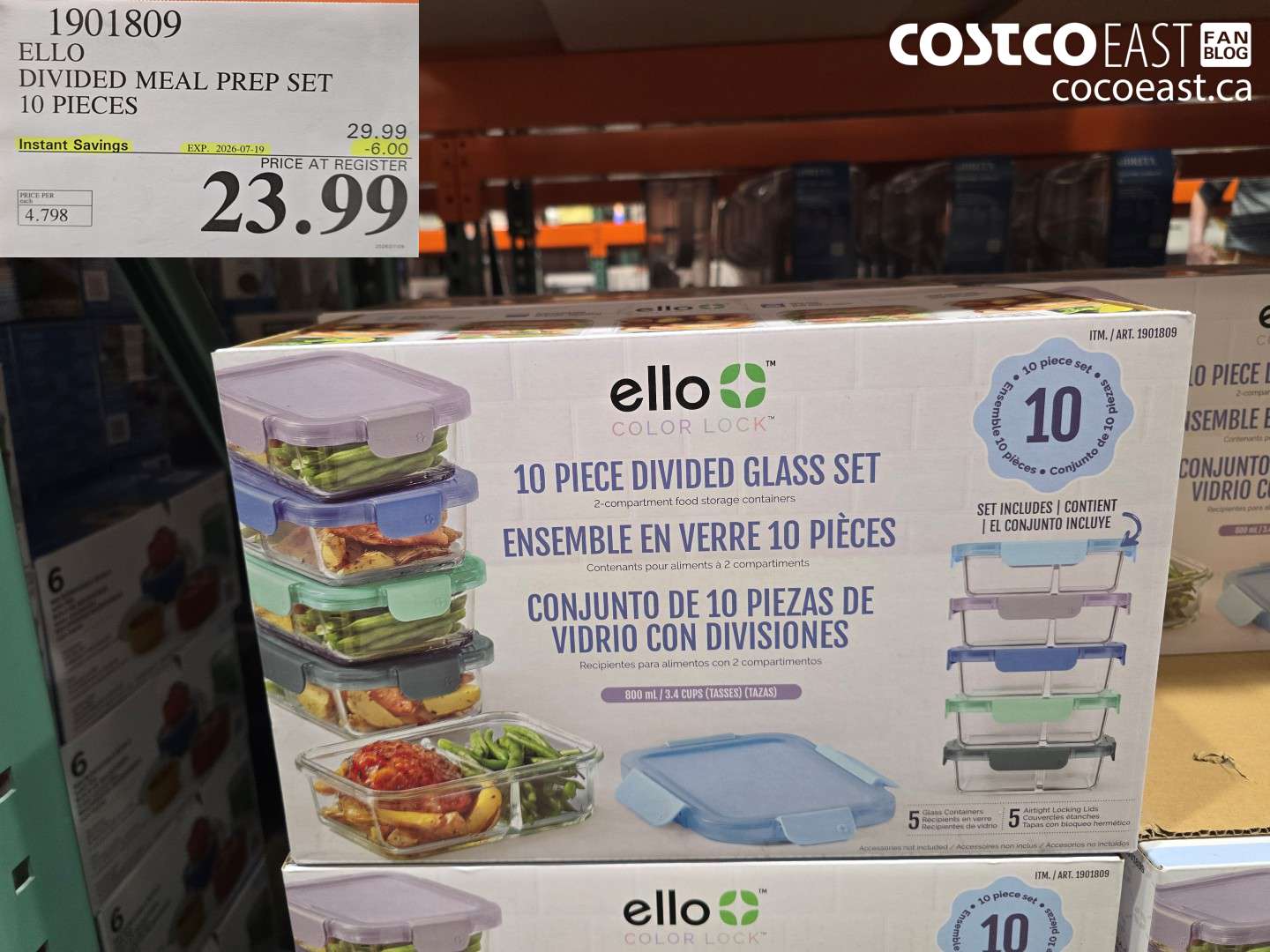 1901809 ELLO DIVIDED MEAL PREP SET 10 PIECES ($6.00 INSTANT SAVINGS EXPIRES ON 2026-07-19) $23.99