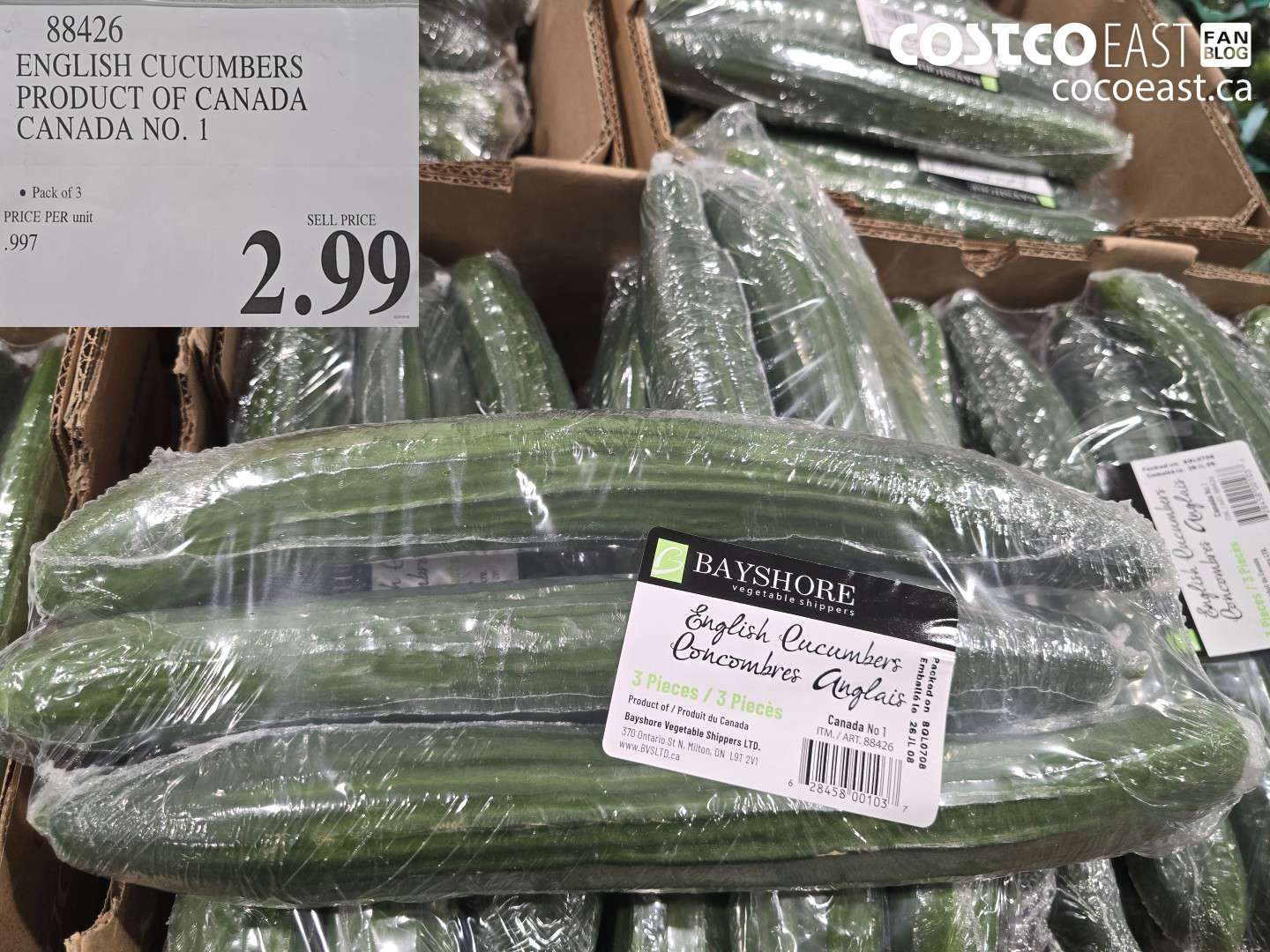 88426 ENGLISH CUCUMBERS PRODUCT OF CANADA CANADA NO. 1 $2.99