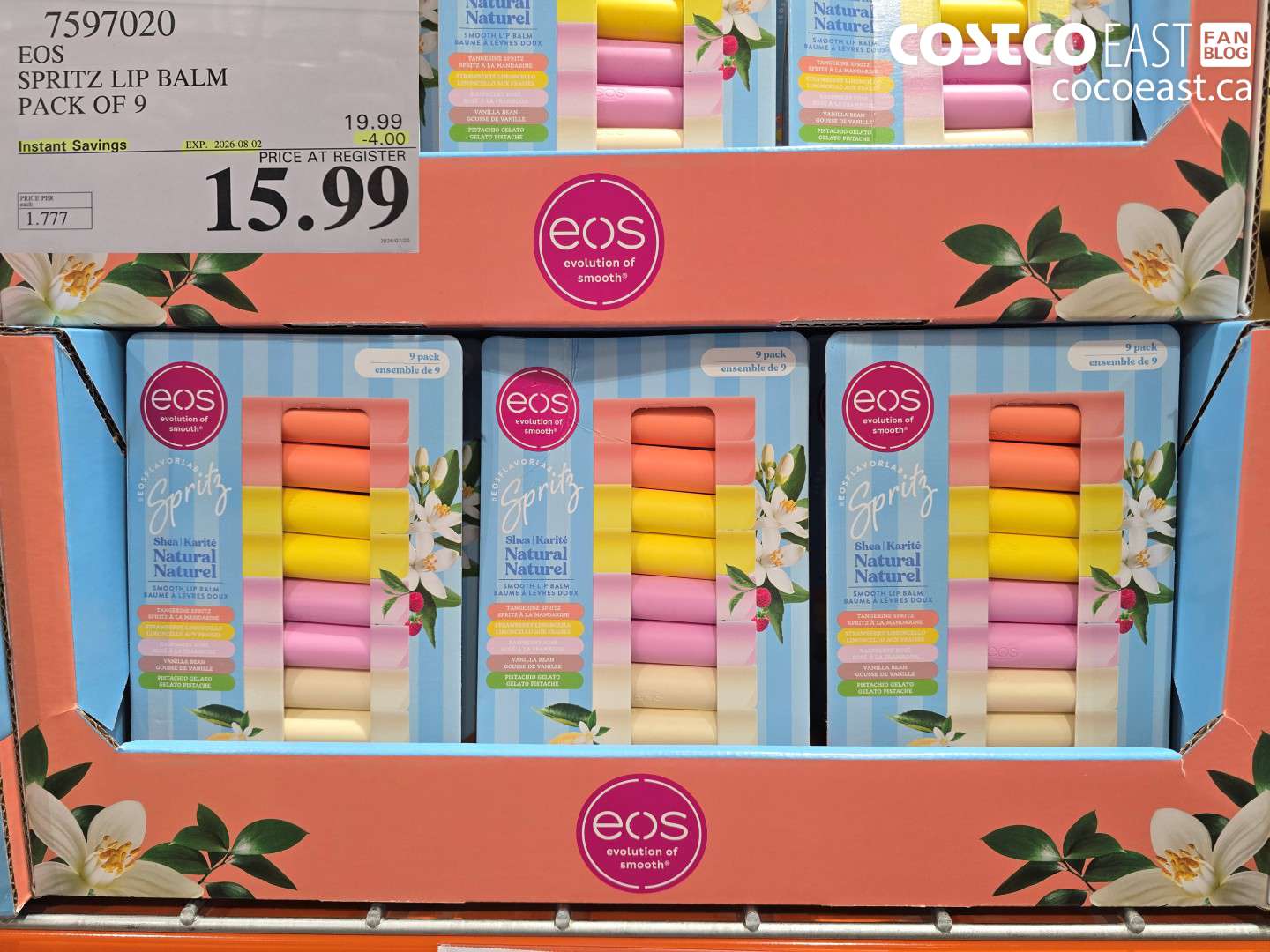 7597020 EOS SPRITZ LIP BALM PACK OF 9 ($4.00 INSTANT SAVINGS EXPIRES ON 2026-08-02) $15.99