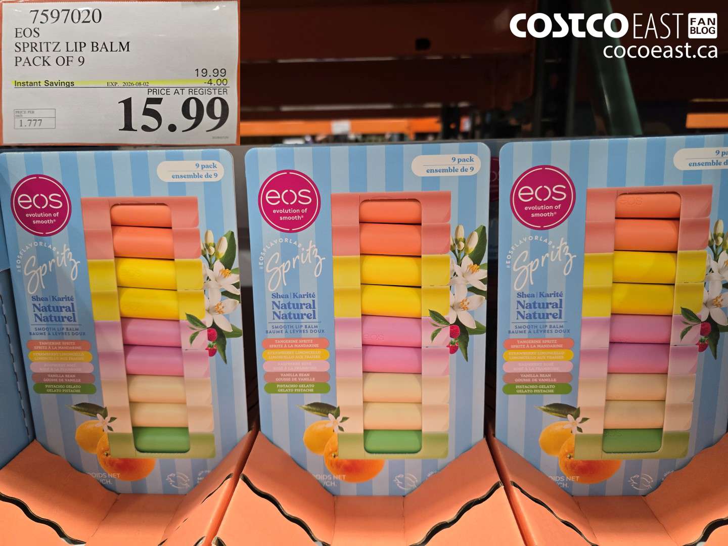 7597020 EOS SPRITZ LIP BALM PACK OF 9 ($4.00 INSTANT SAVINGS EXPIRES ON 2026-08-02) $15.99