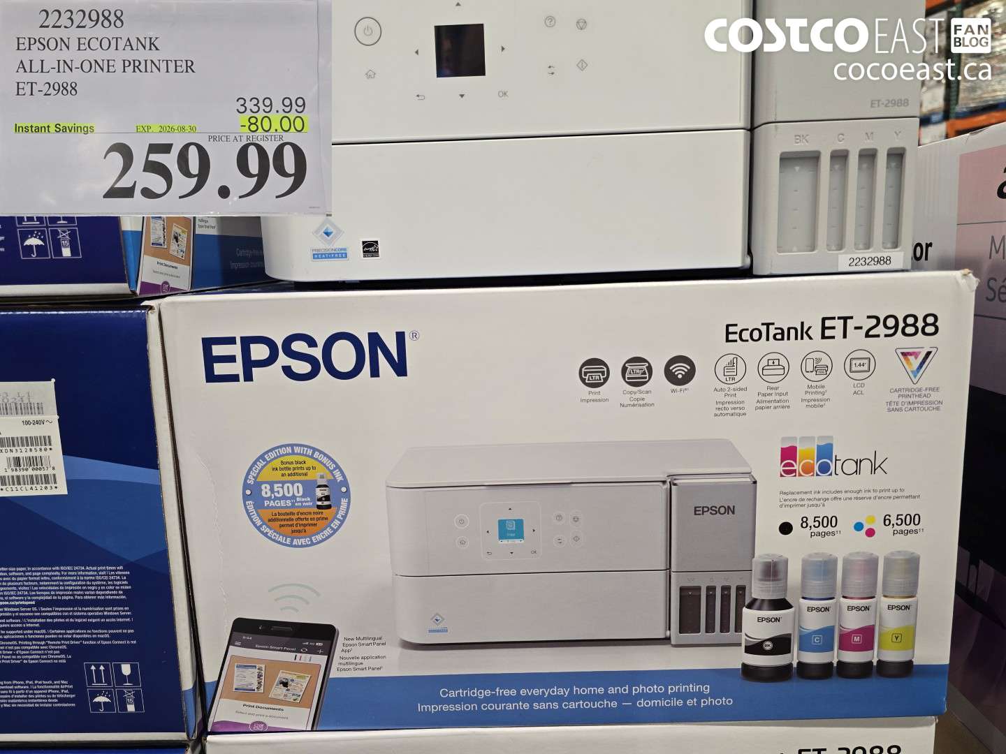 2232988 EPSON ECOTANK ALL-IN-ONE PRINTER ET-2988 ($80.00 INSTANT SAVINGS EXPIRES ON 2026-08-30) $259.99