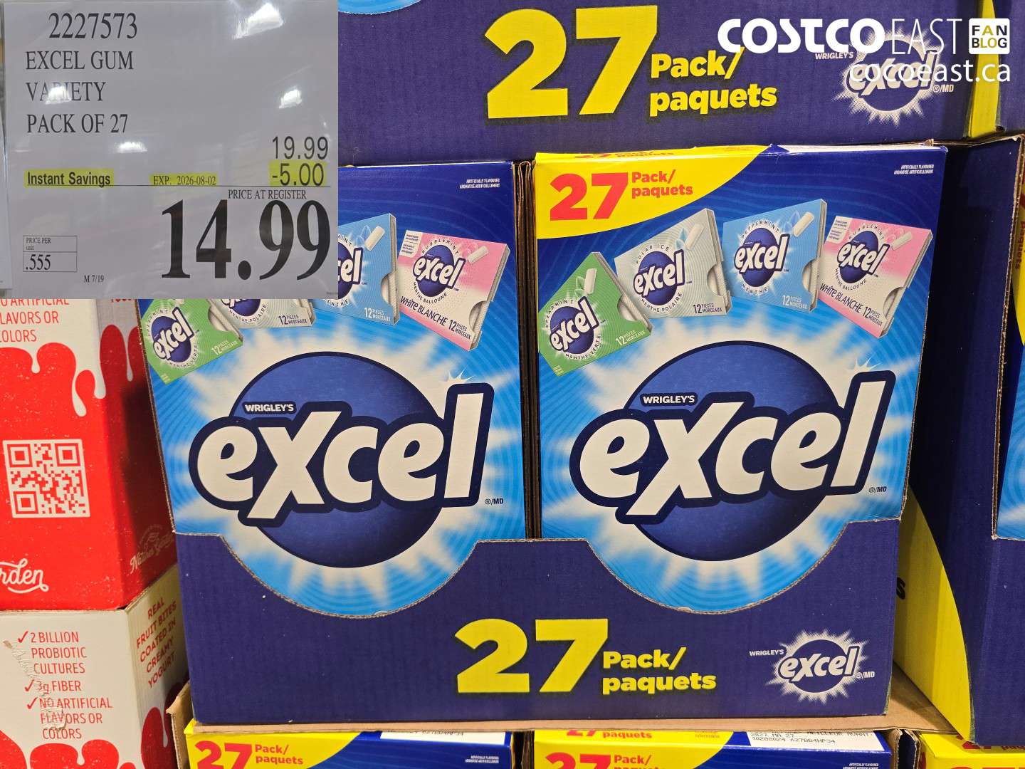 2227573 EXCEL GUM VARIETY PACK OF 27 ($5.00 INSTANT SAVINGS EXPIRES ON 2026-08-02) $14.99