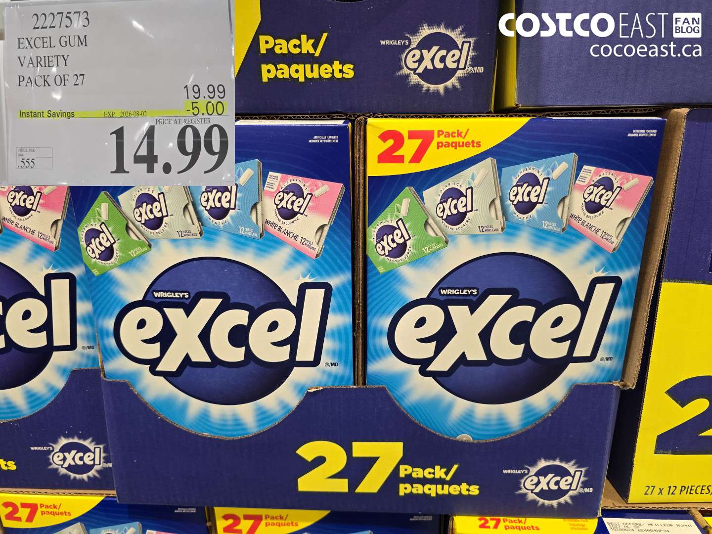 2227573 EXCEL GUM VARIETY PACK OF 27 ($5.00 INSTANT SAVINGS EXPIRES ON 2026-08-02) $14.99