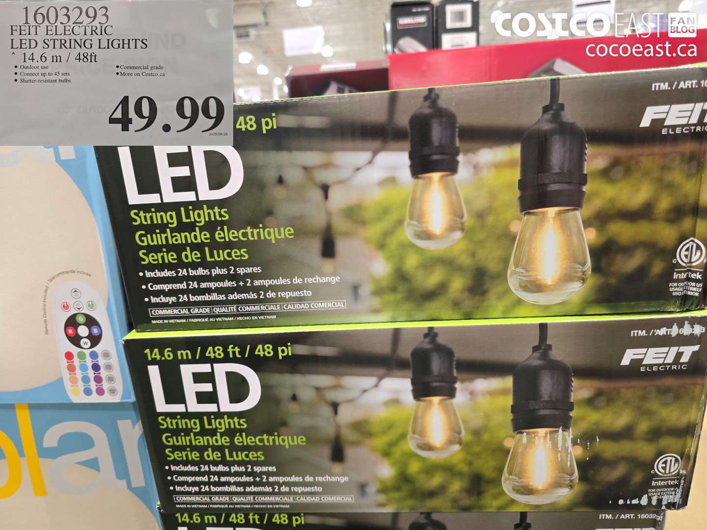 1603293 FEIT ELECTRIC LED STRING LIGHTS 14.6 M / 48FT $49.99