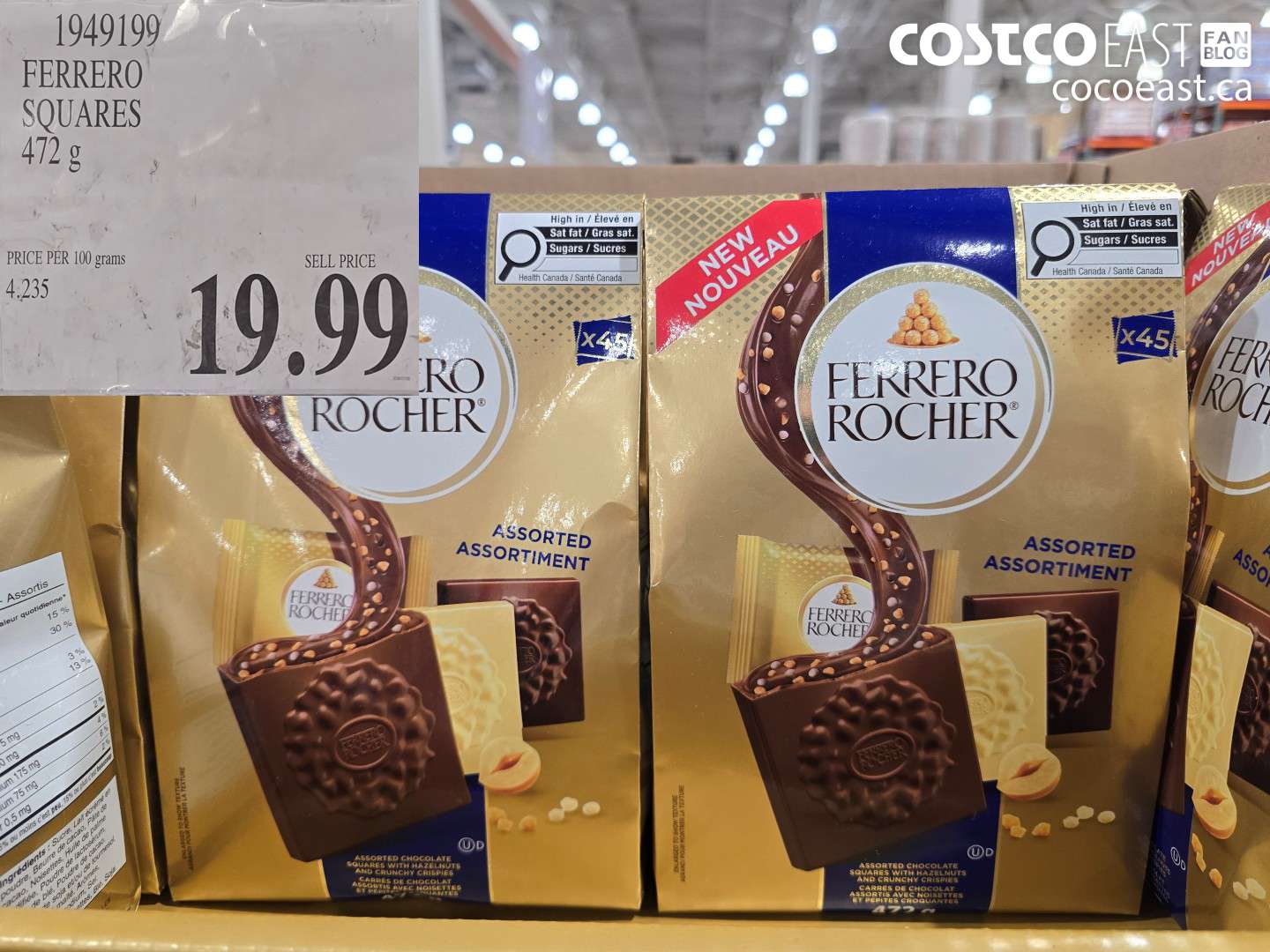 1949199 FERRERO SQUARES 472 G $19.99