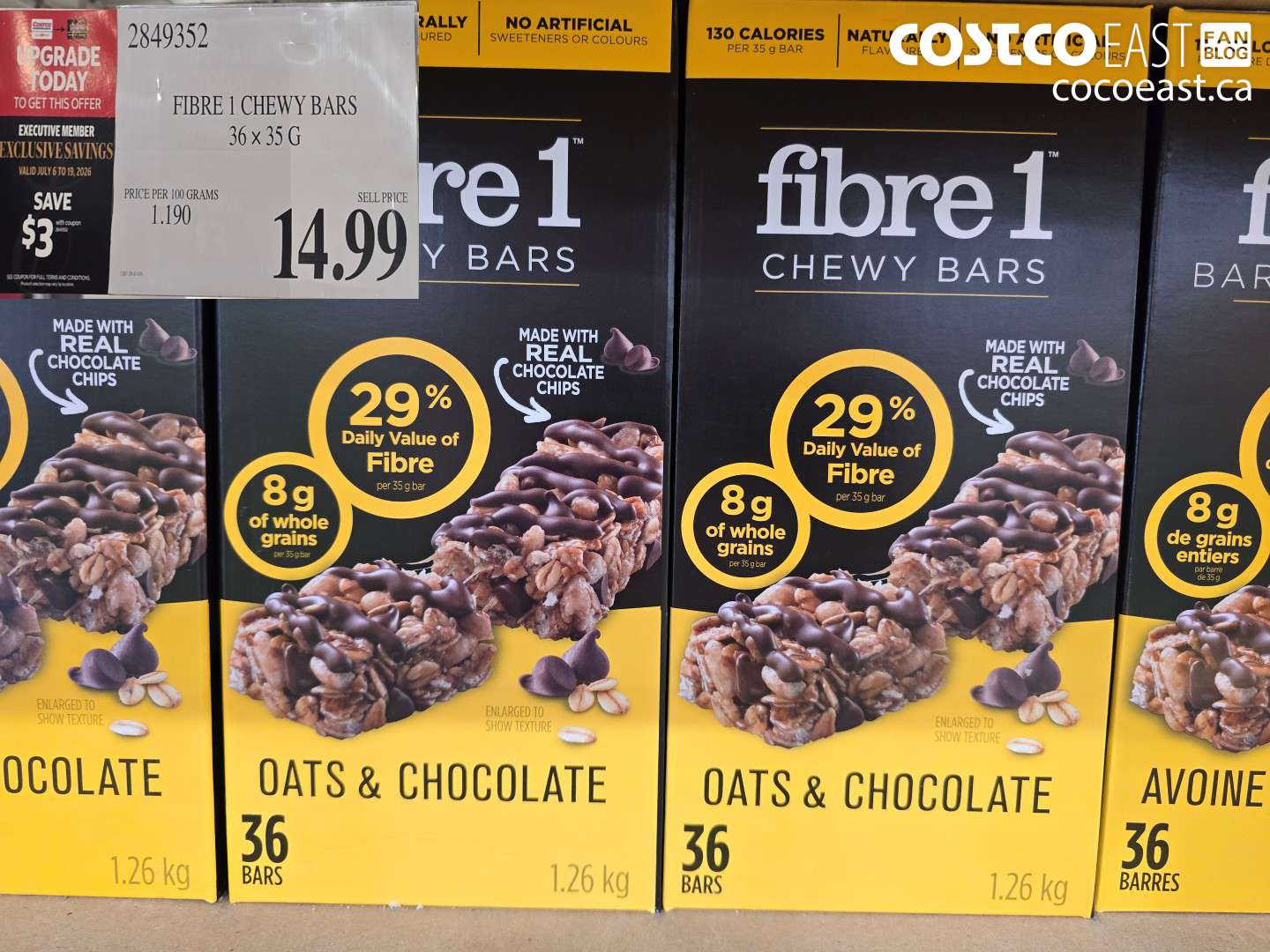 2849352 FIBRE 1 CHEWY BARS 36 X 35 G ($3.00 INSTANT SAVINGS EXPIRES ON 2026-07-19) $11.99