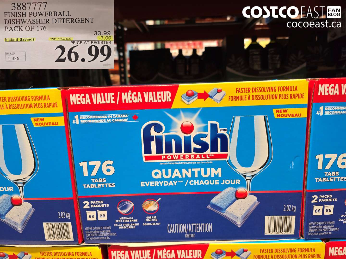 3887777 FINISH POWERBALL DISHWASHER DETERGENT PACK OF 176 ($7.00 INSTANT SAVINGS EXPIRES ON 2026-08-02) $26.99