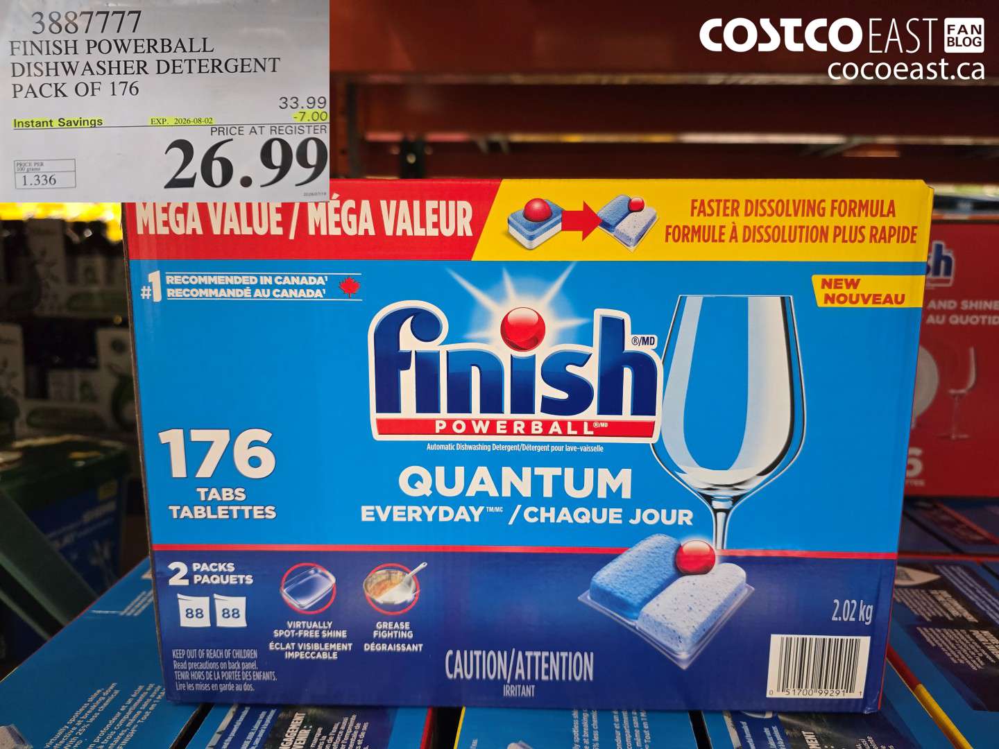 3887777 FINISH POWERBALL DISHWASHER DETERGENT PACK OF 176 ($7.00 INSTANT SAVINGS EXPIRES ON 2026-08-02) $26.99