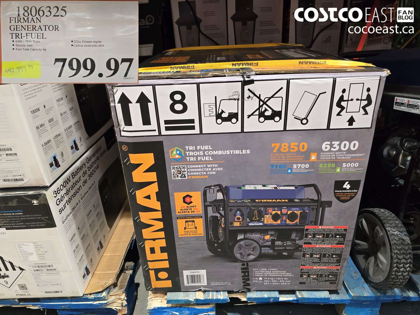 1806325 FIRMAN GENERATOR TRI-FUEL $799.97