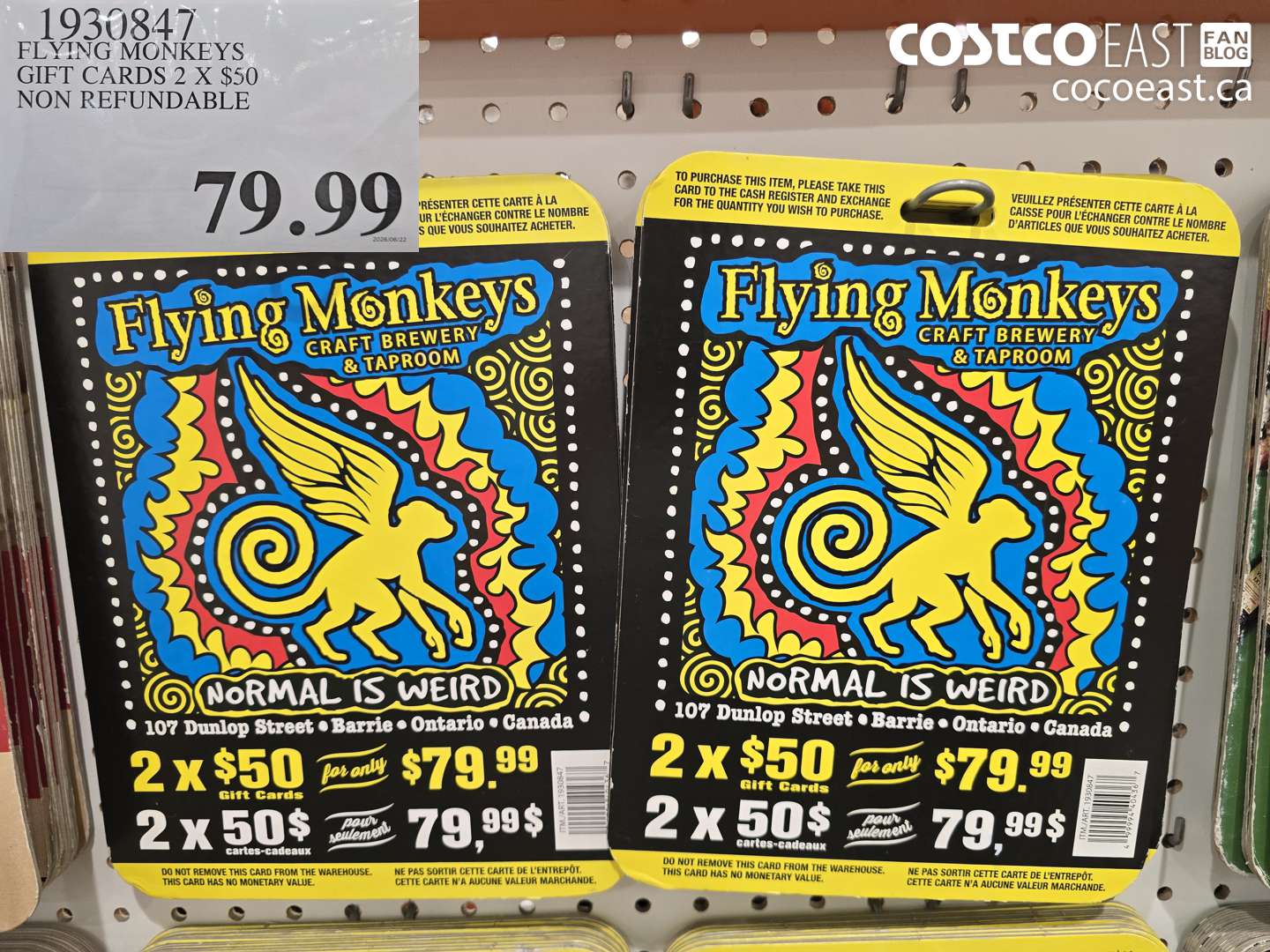 1930847 FLYING MONKEYS GIFT CARDS 2 X $50 NON REFUNDABLE $79.99