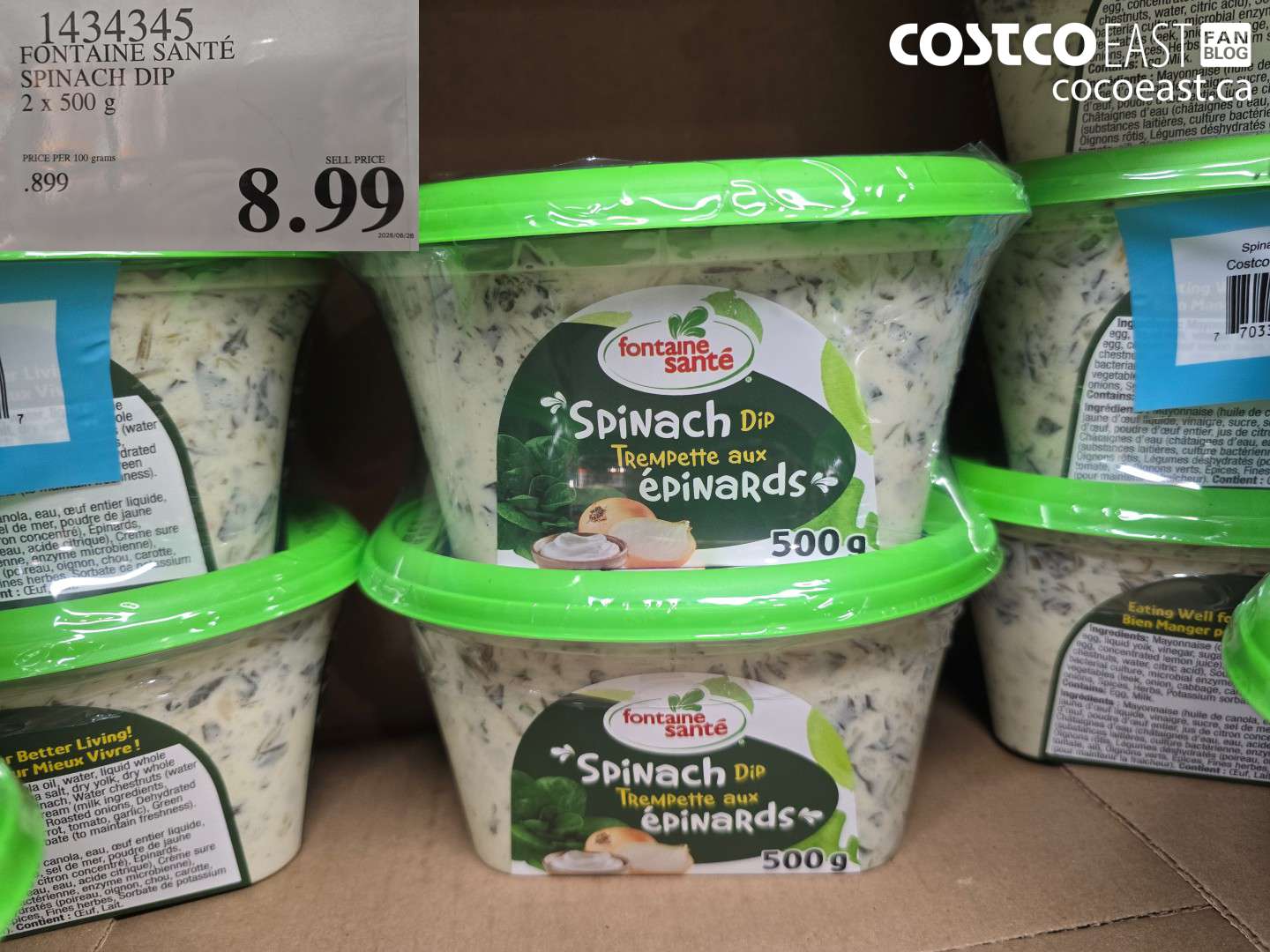 1434345 FONTAINE SANTÉ SPINACH DIP 2 X 500 G $8.99