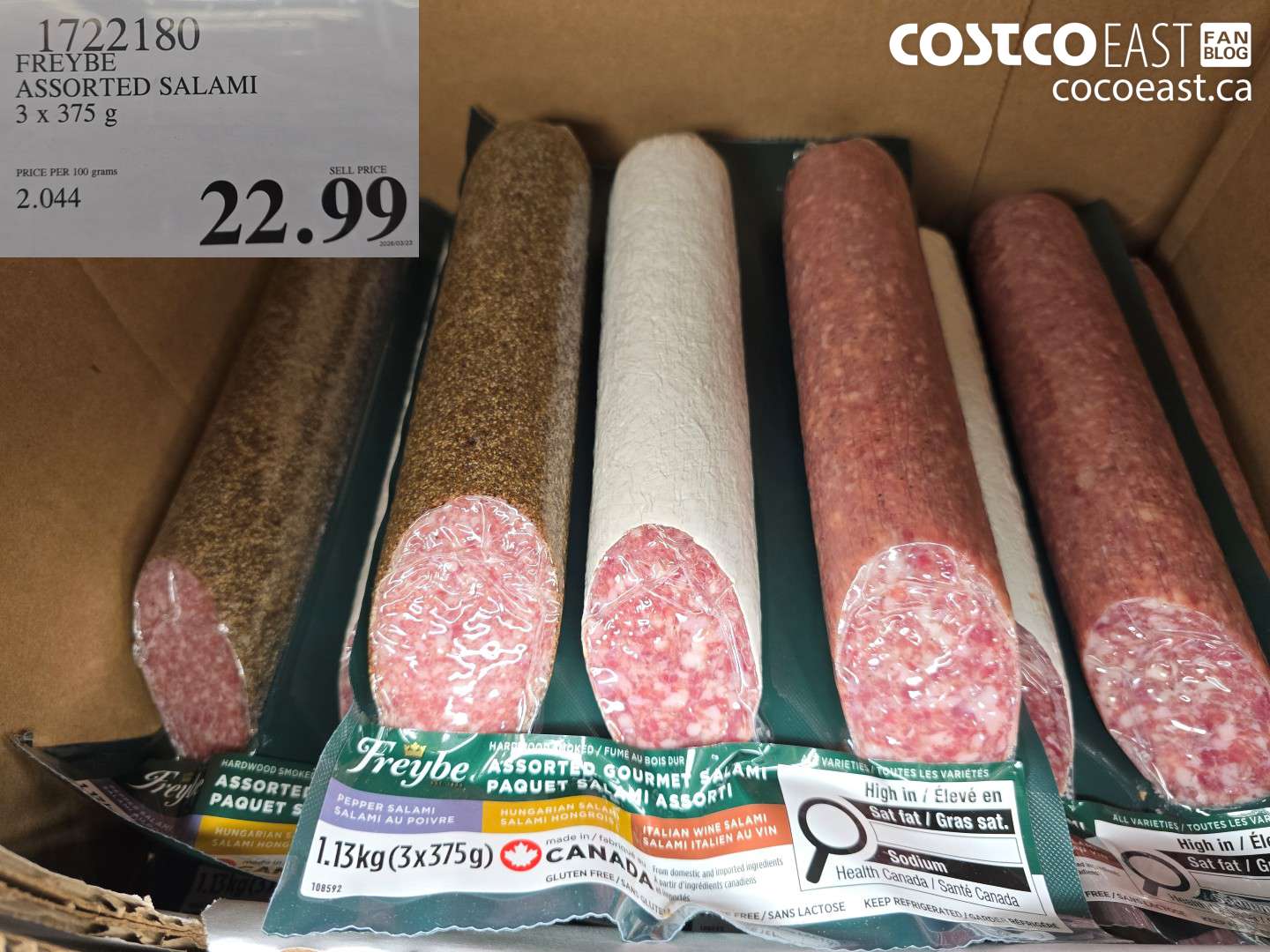 1722180 FREYBE ASSORTED SALAMI 3 X 375 G $22.99
