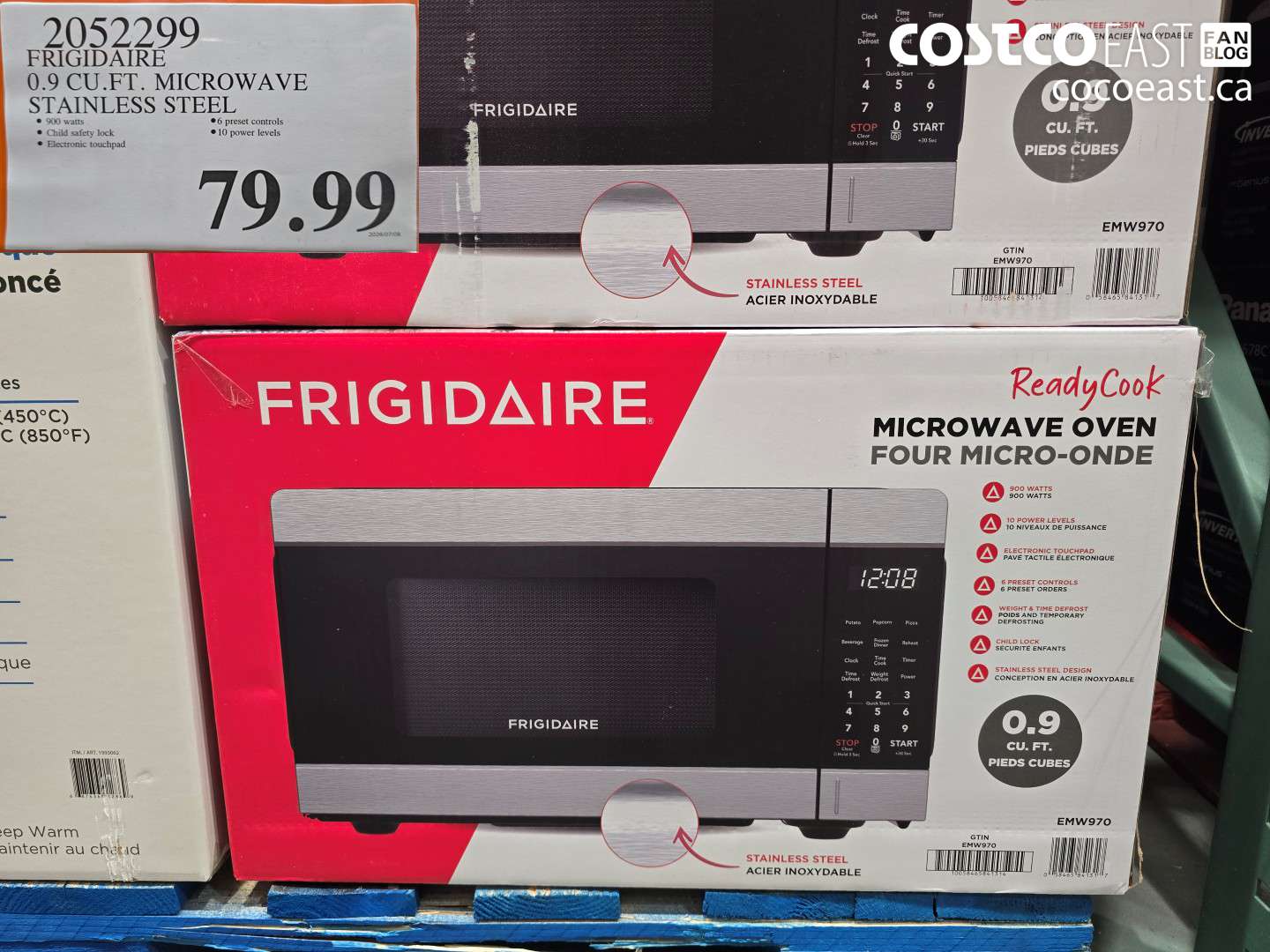 2052299 FRIGIDAIRE 0.9 CU.FT. MICROWAVE STAINLESS STEEL $79.99