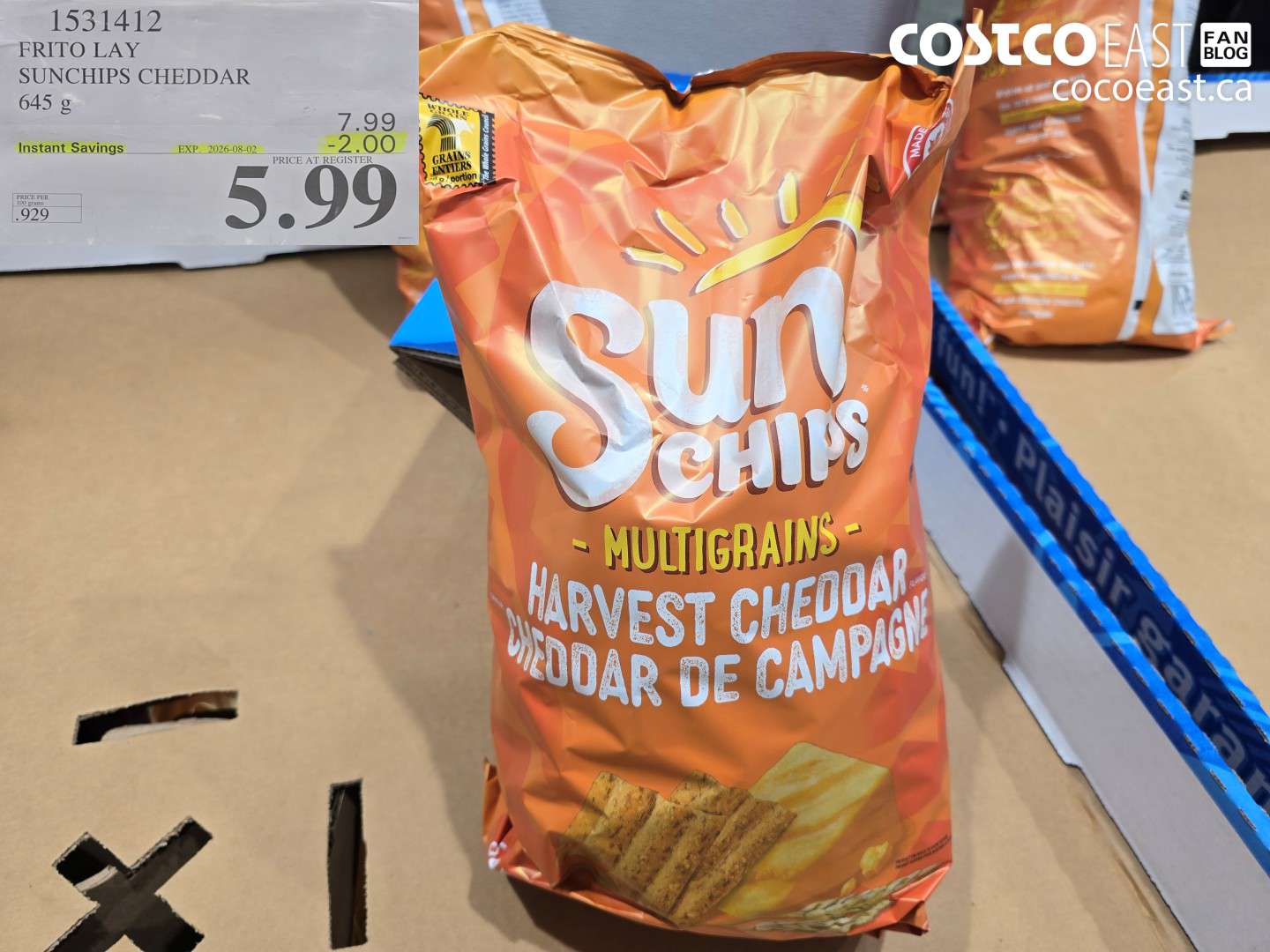 1531412 FRITO LAY SUNCHIPS CHEDDAR 645 G ($2.00 INSTANT SAVINGS EXPIRES ON 2026-08-02) $5.99
