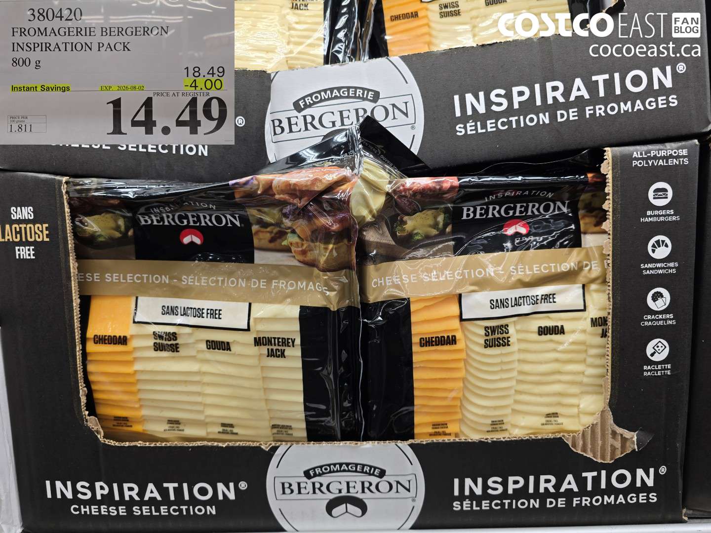 380420 FROMAGERIE BERGERON INSPIRATION PACK 800 G ($4.00 INSTANT SAVINGS EXPIRES ON 2026-08-02) $14.49