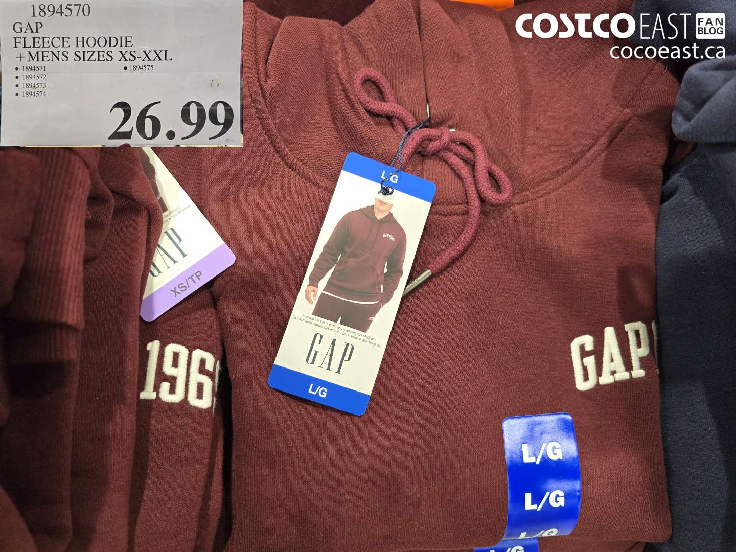 1894570 GAP FLEECE HOODIE MENS SIZES XS-XXL $26.99