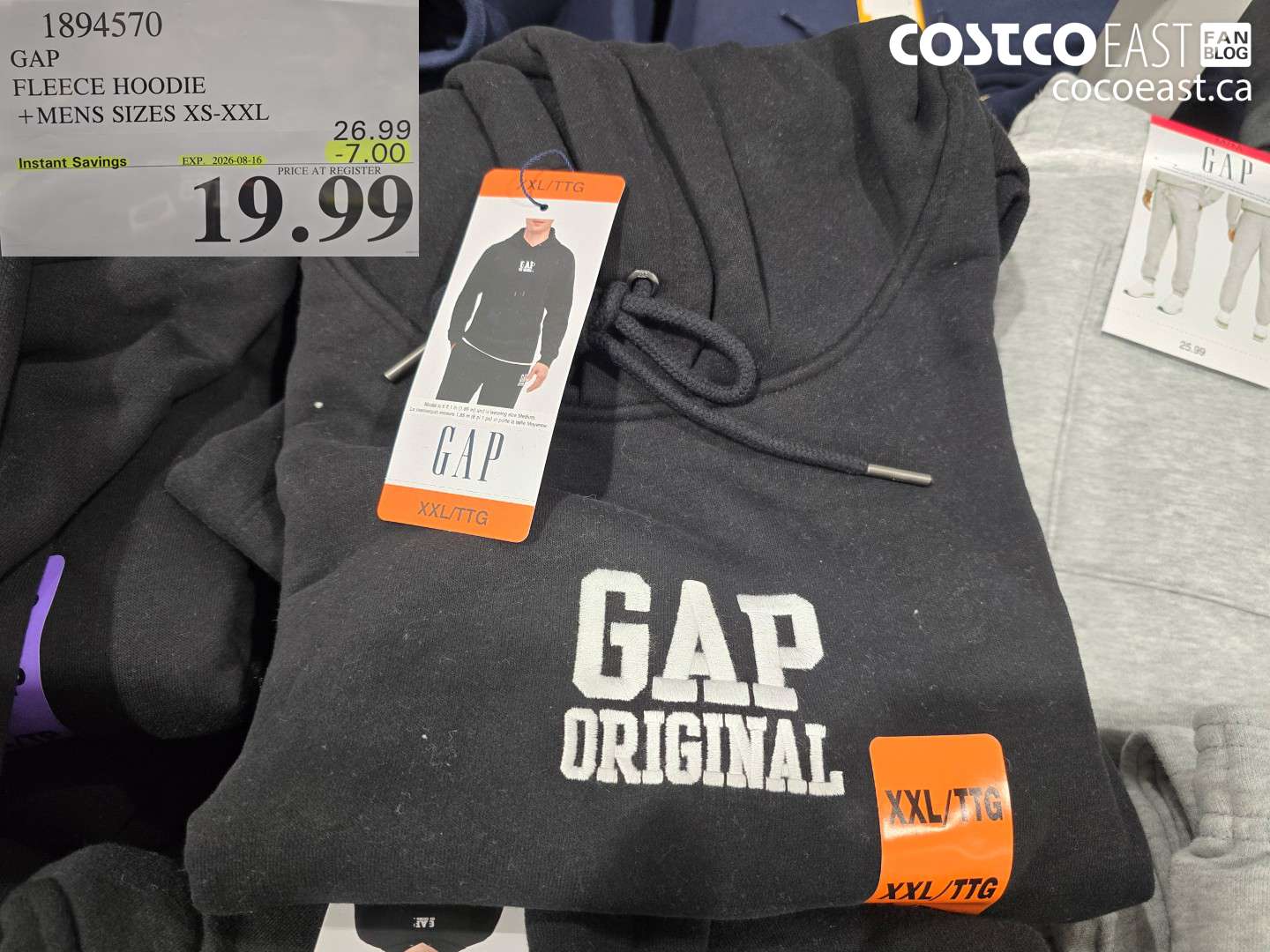 1894570 GAP FLEECE HOODIE + MENS SIZES XS-XXL ($7.00 INSTANT SAVINGS EXPIRES ON 2026-08-16) $19.99