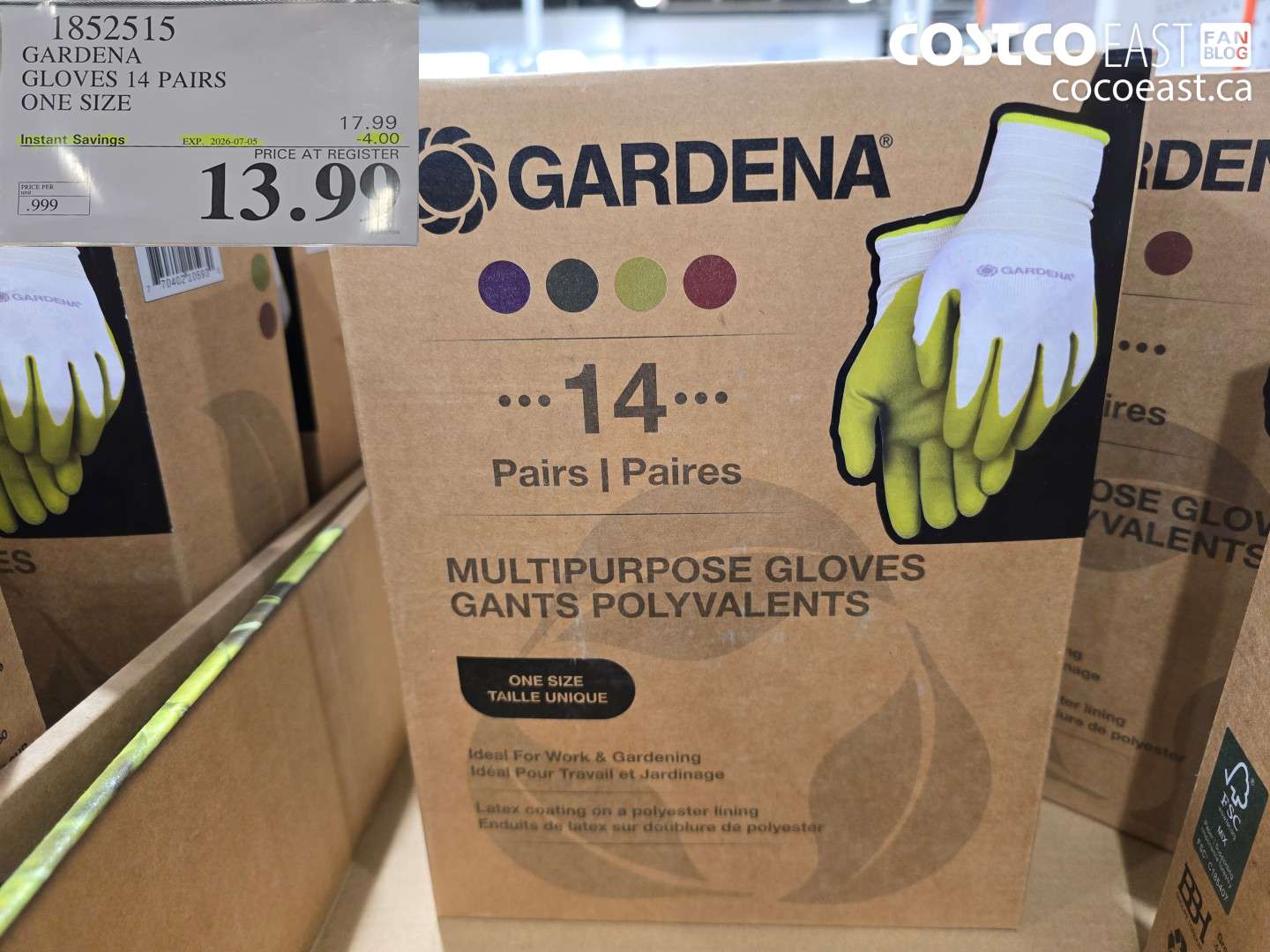 1852515 GARDENA GLOVES 14 PAIRS ONE SIZE ($4.00 INSTANT SAVINGS EXPIRES ON 2026-07-05) $13.99