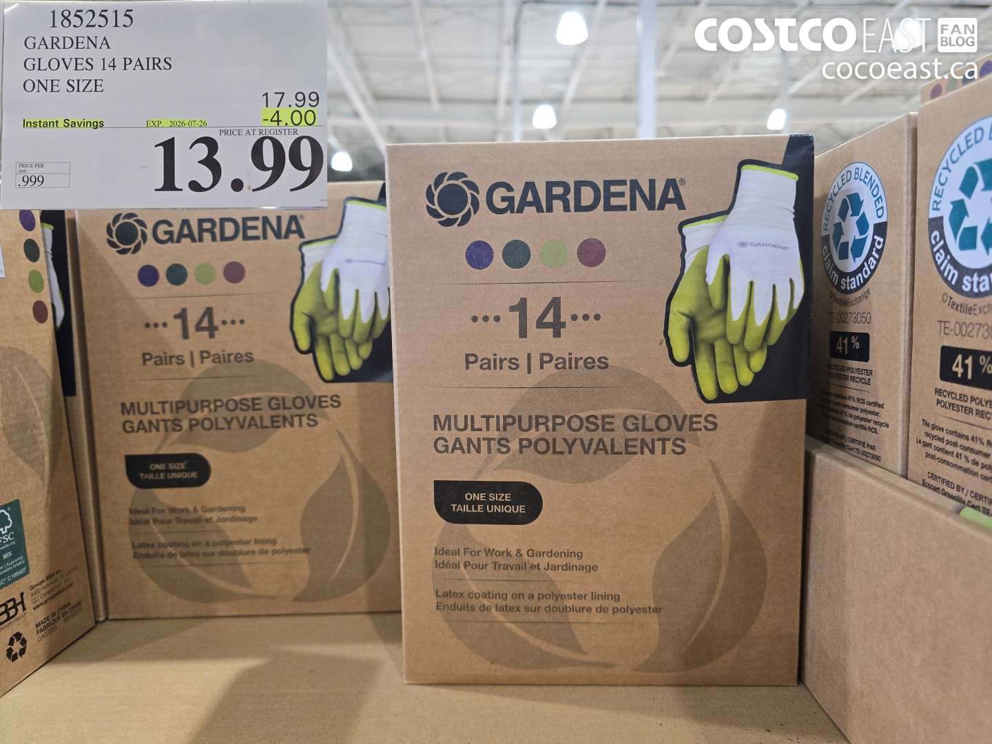 1852515 GARDENA GLOVES 14 PAIRS ONE SIZE ($4.00 INSTANT SAVINGS EXPIRES ON 2026-07-26) $13.99