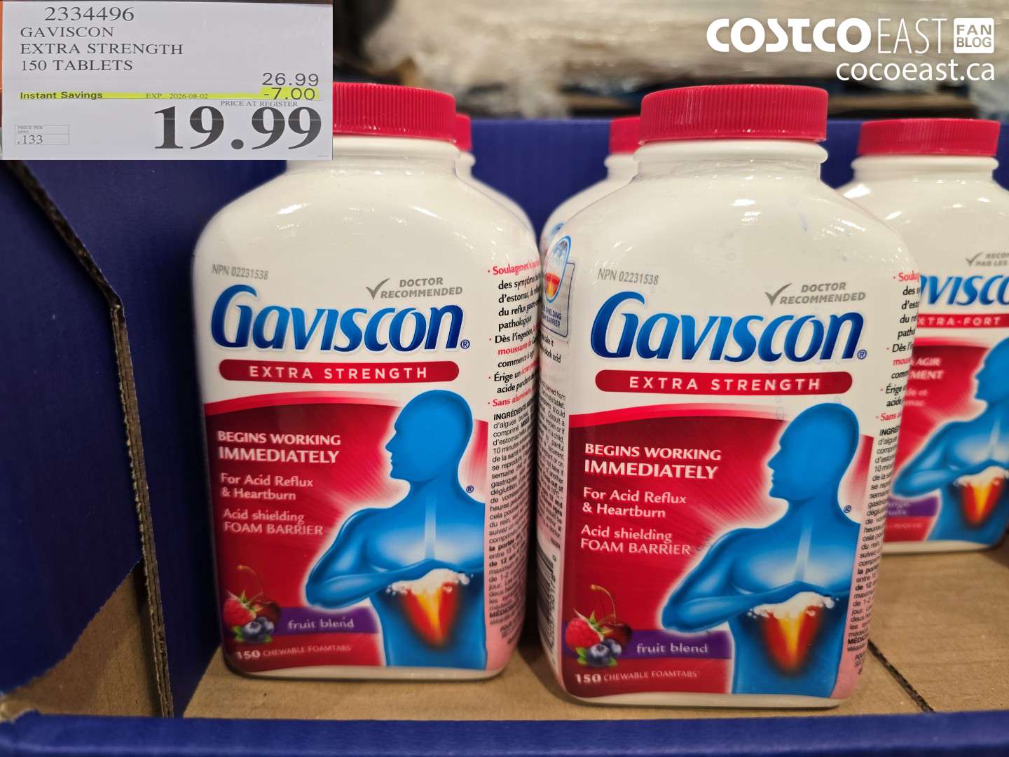 2334496 GAVISCON EXTRA STRENGTH 150 TABLETS ($7.00 INSTANT SAVINGS EXPIRES ON 2026-08-02) $19.99