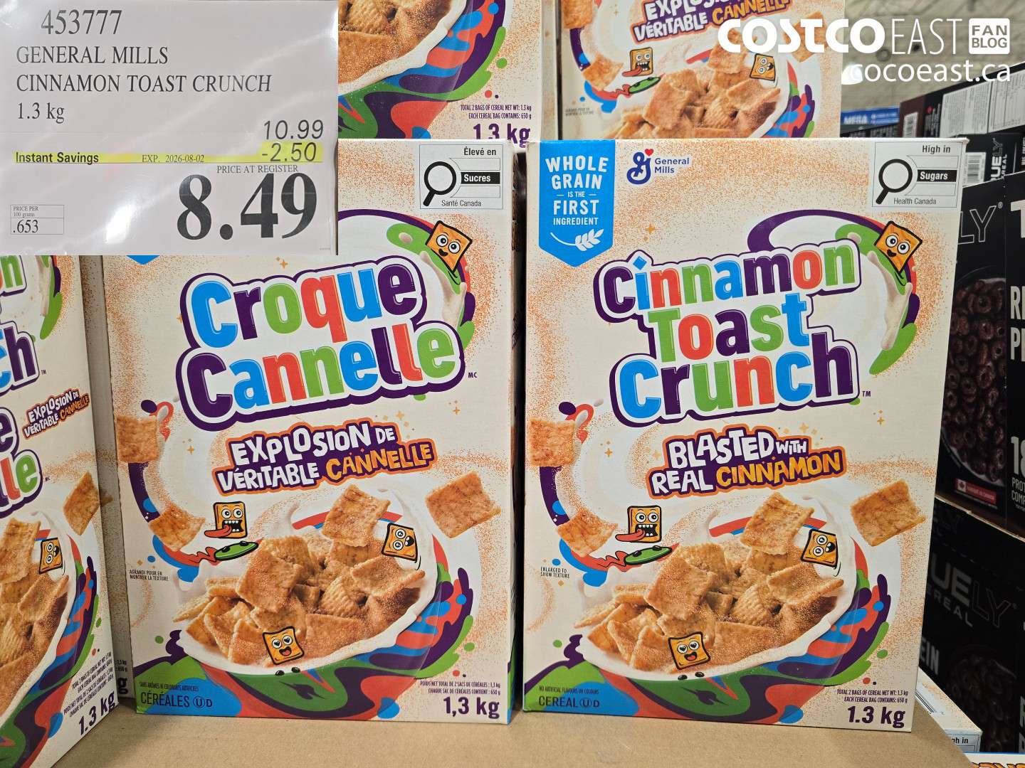 453777 GENERAL MILLS CINNAMON TOAST CRUNCH 1.3 KG ($2.50 INSTANT SAVINGS EXPIRES ON 2026-08-02) $8.49