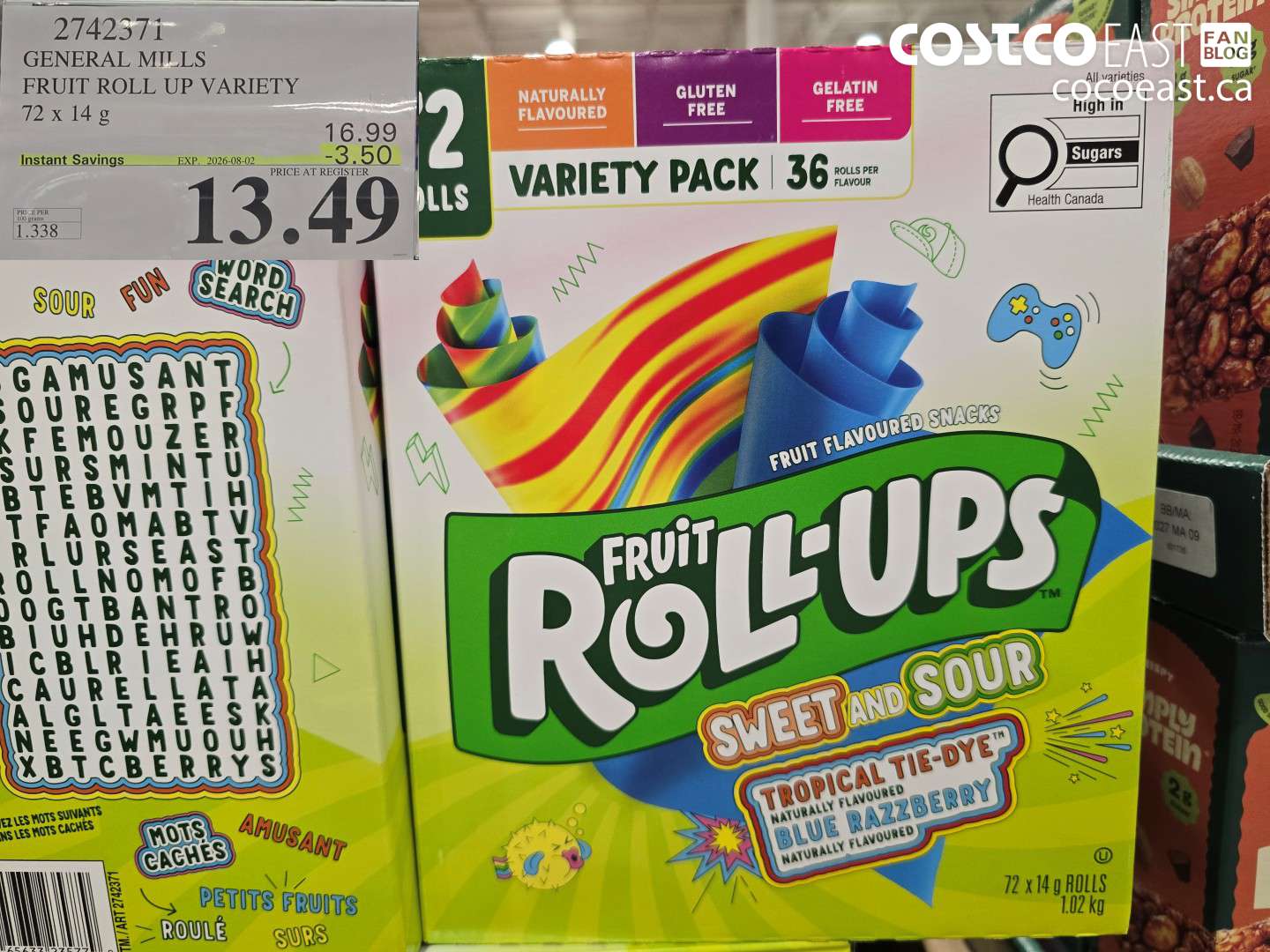 2742371 GENERAL MILLS FRUIT ROLL UP VARIETY 72 X 14 G ($3.50 INSTANT SAVINGS EXPIRES ON 2026-08-02) $13.49