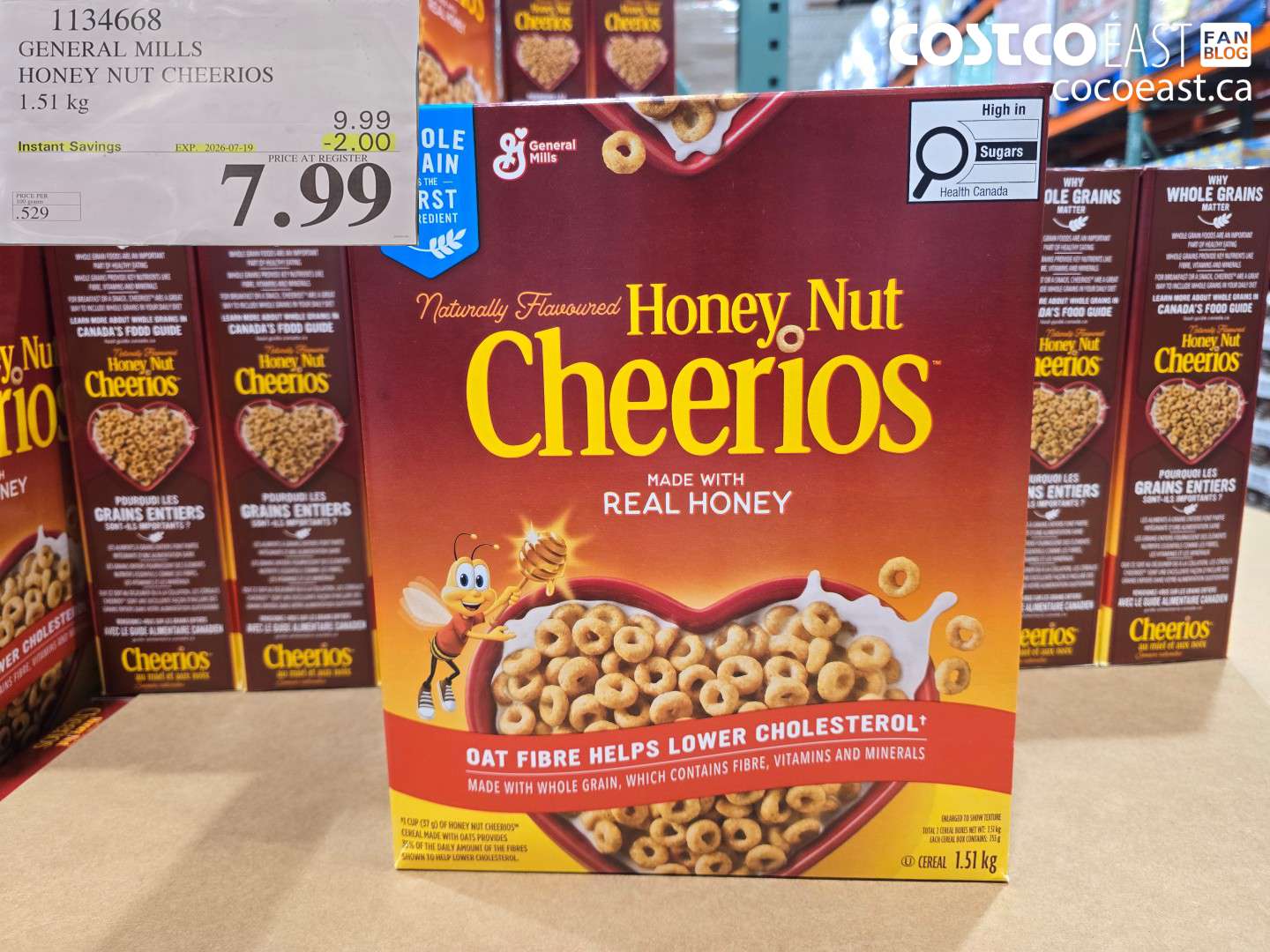 1134668 GENERAL MILLS HONEY NUT CHEERIOS 1.51 KG ($2.00 INSTANT SAVINGS EXPIRES ON 2026-07-19) $7.99