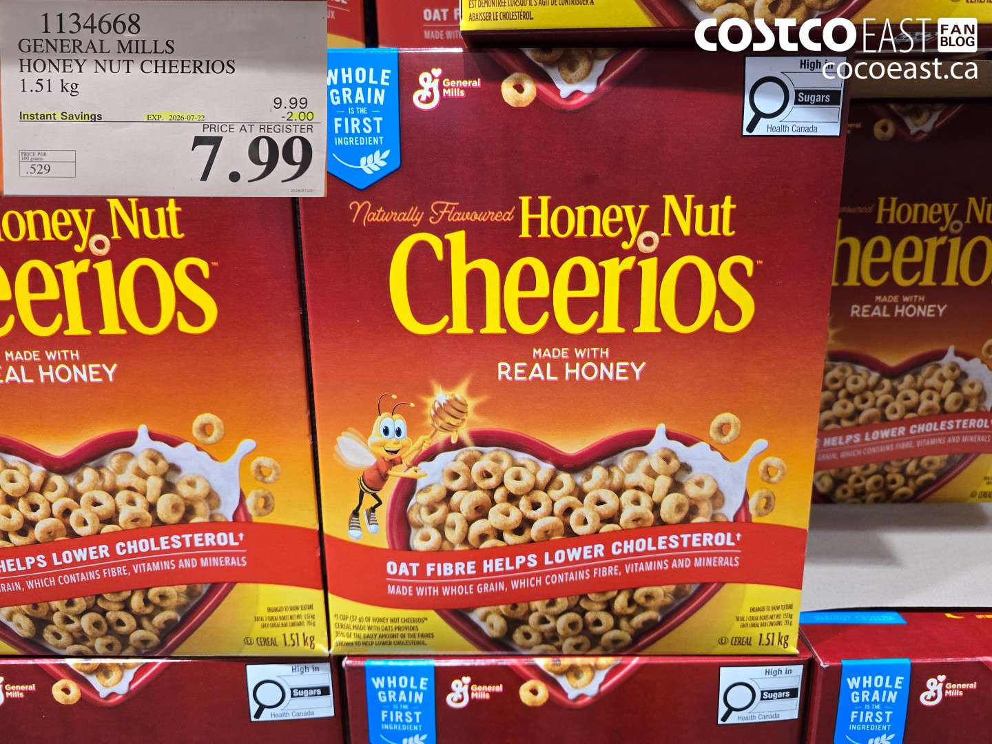 1134668 GENERAL MILLS HONEY NUT CHEERIOS 1.51 KG ($2.00 INSTANT SAVINGS EXPIRES ON 2026-07-22) $7.99